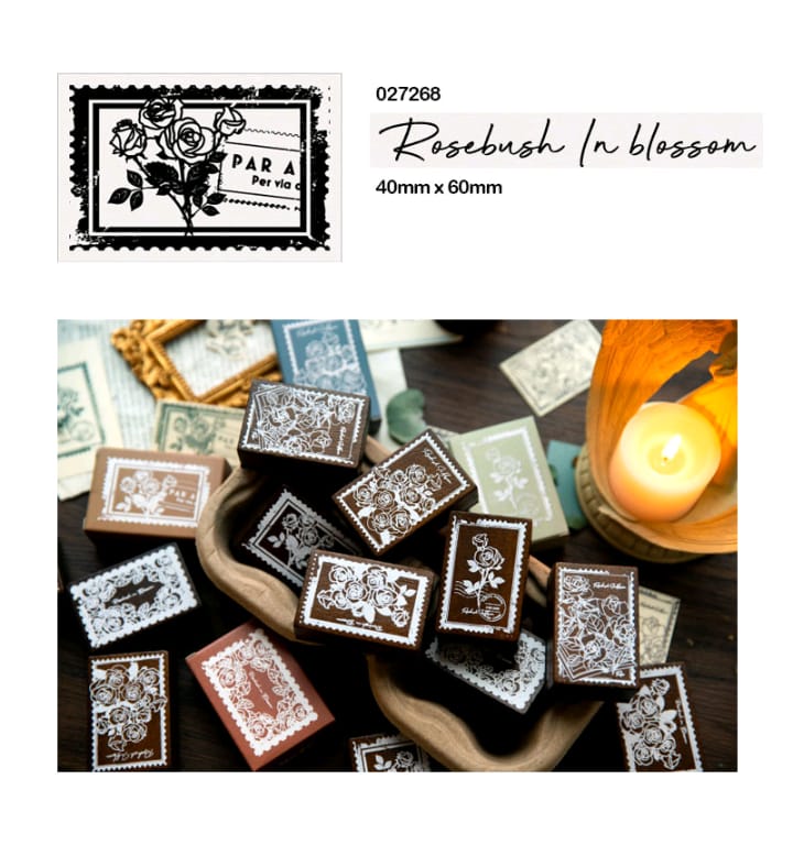 027268 RETRO ROSE SERIES WOODEN STAMP 40*60MM