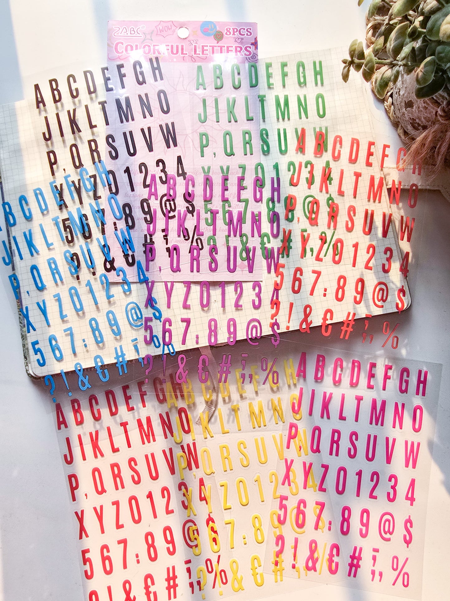 CHZM601 - sticker rainbow alphabet series creative English film hand curtain pet material sticker 8 into