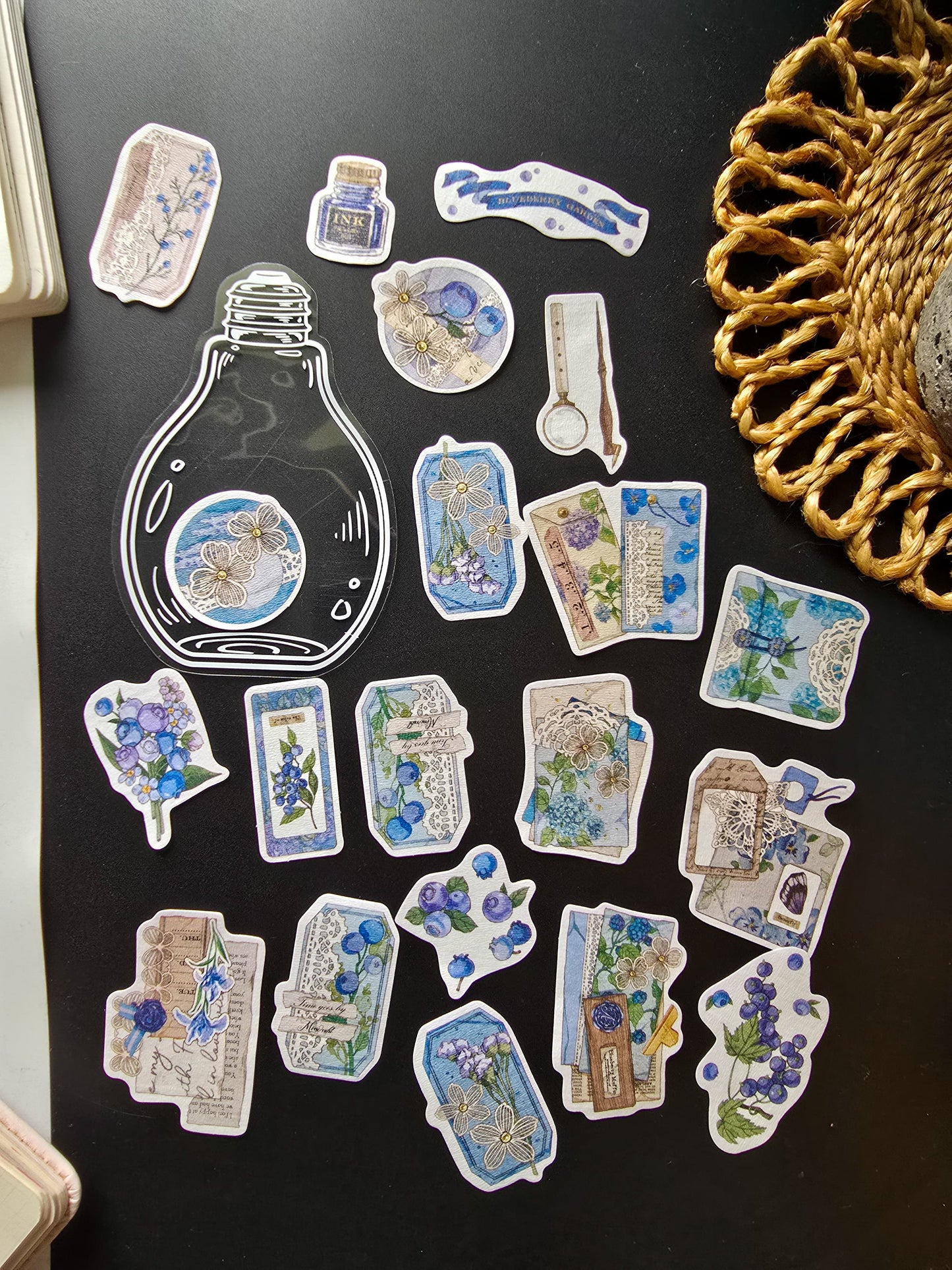 TZB-3202 Vintage Paper Sticker With Jar 20 pcs