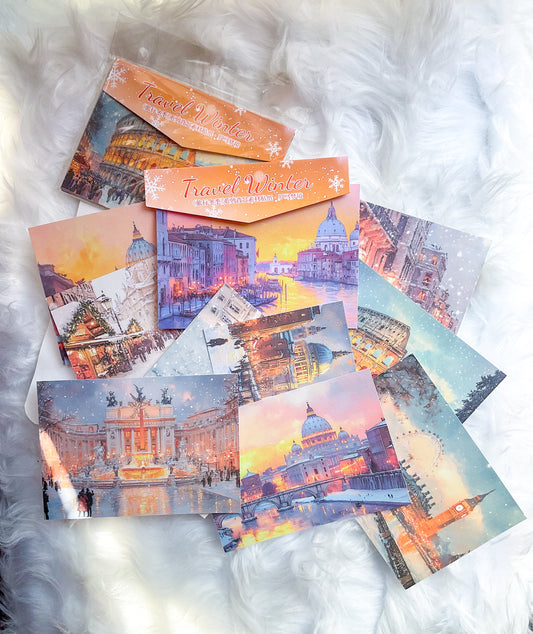 MHD-LXDJ004|Travel Winter|Translucent Washi Paper Sticker|Glitter Washi Paper 10 sheets|Winter Nature Theme|Yellow