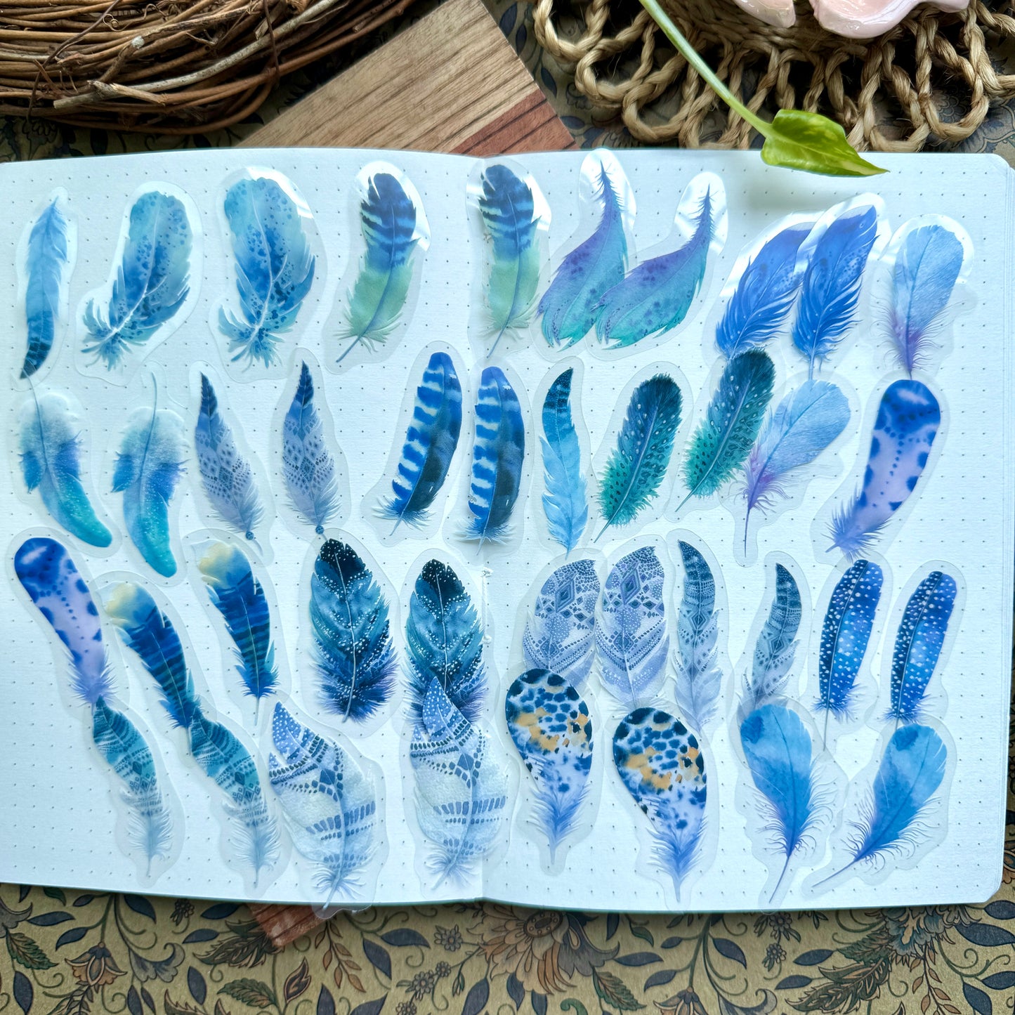 Tz2208bbt -a Transparent Pet sticker Feather collection | 40 pc