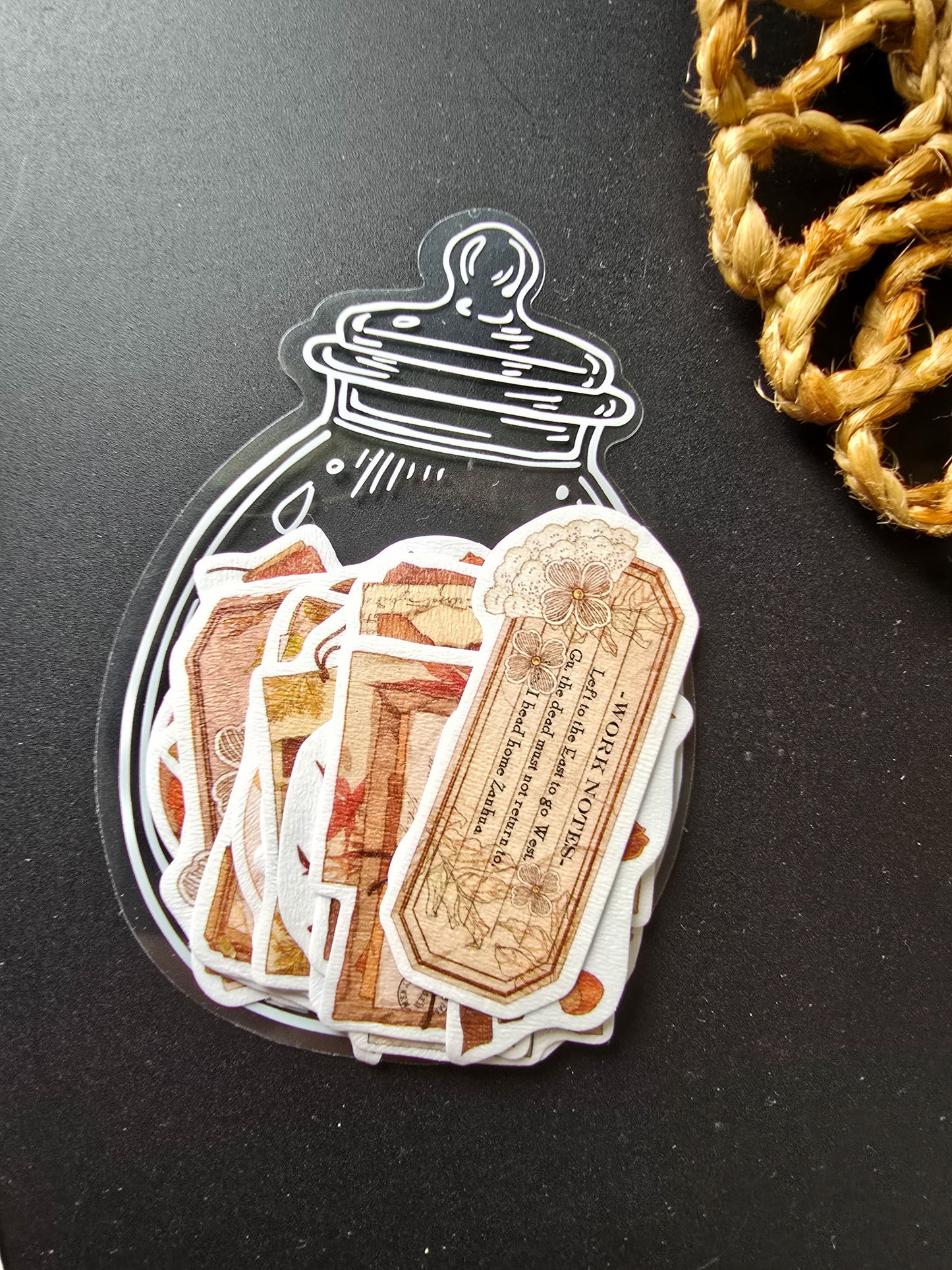 TZB-3203 Vintage Paper Sticker With Jar 20 pcs