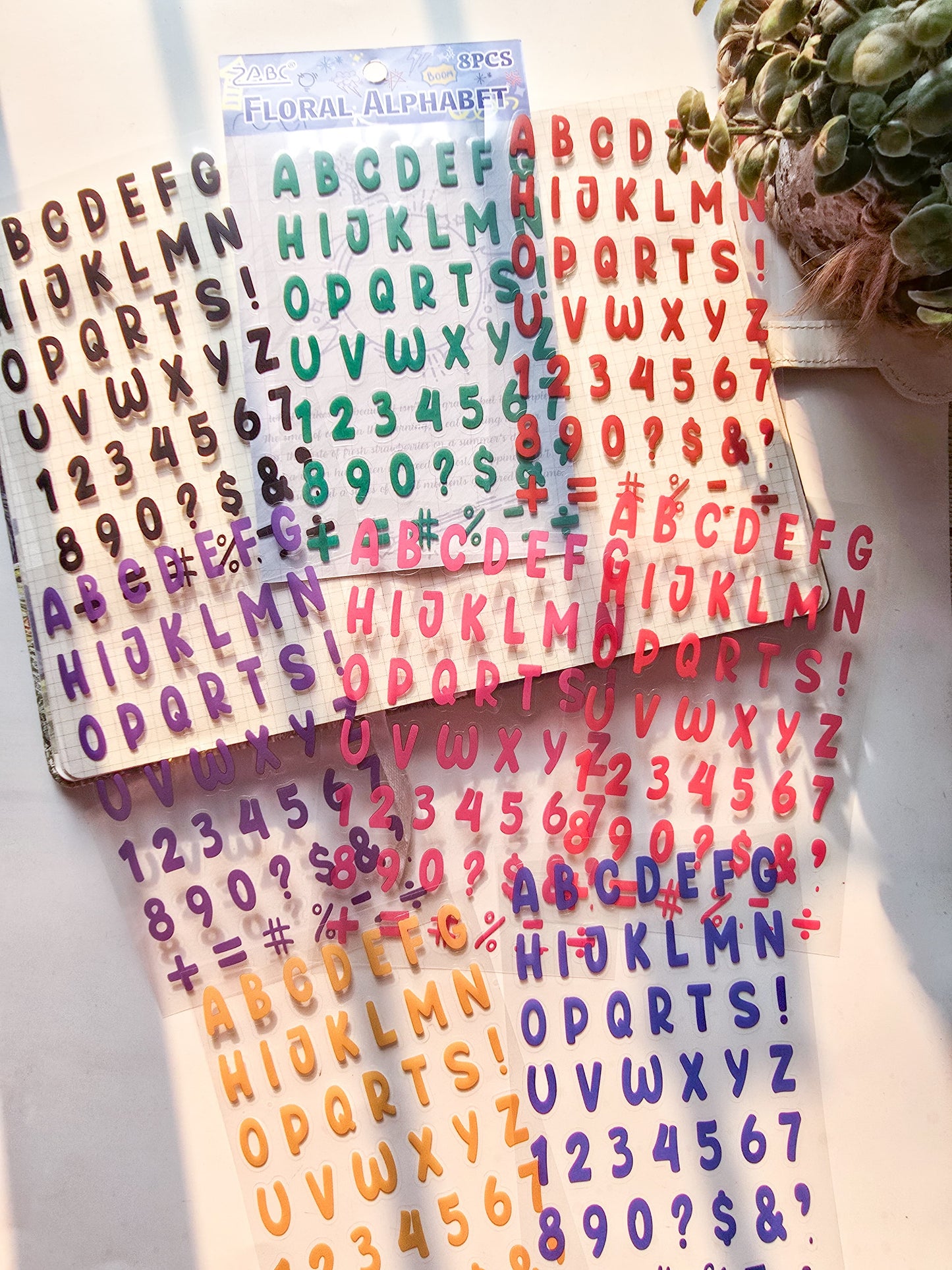 CHZM604 - sticker rainbow alphabet series creative English film hand curtain pet material sticker 8 into