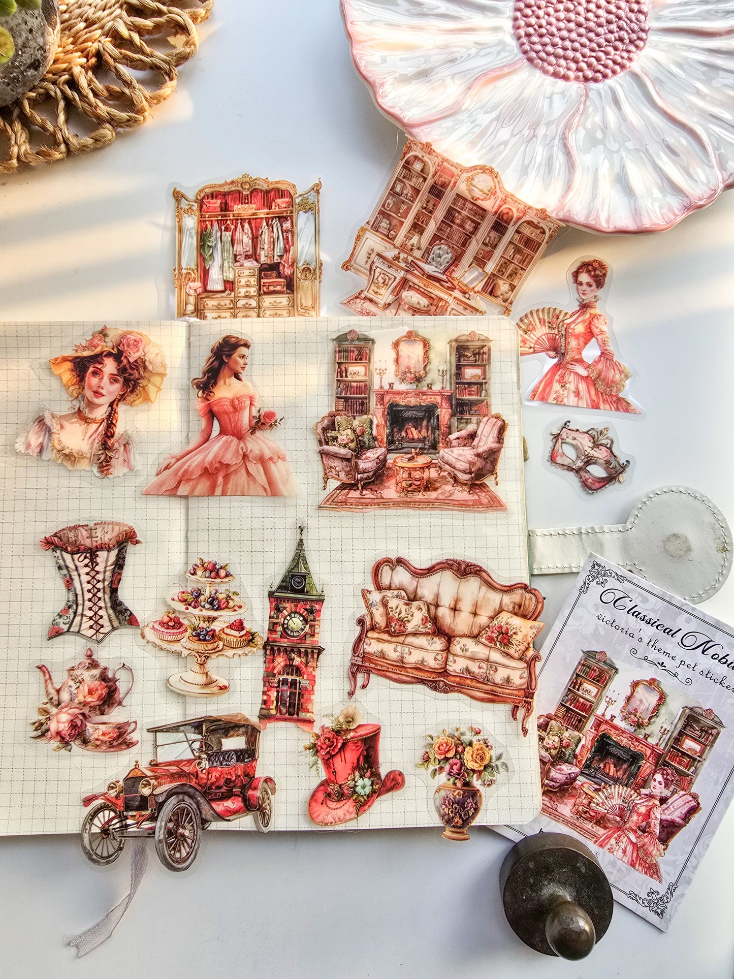 MHD-GDGZ006-Nice day PET stickers classical aristocratic series Victorian collage notebook material 15 sheets 6 types