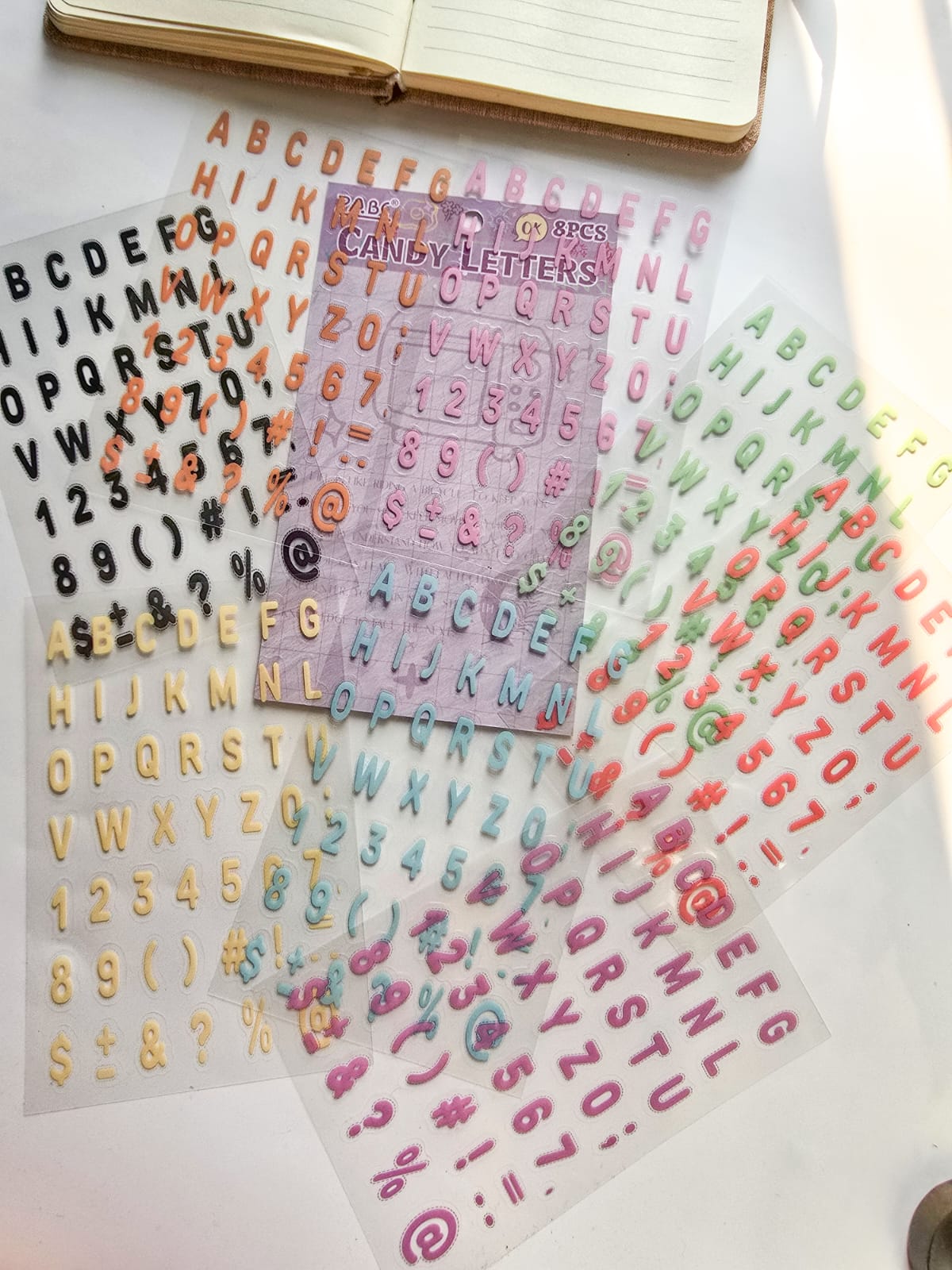 CHZM603 - sticker rainbow alphabet series creative English film hand curtain pet material sticker 8 into