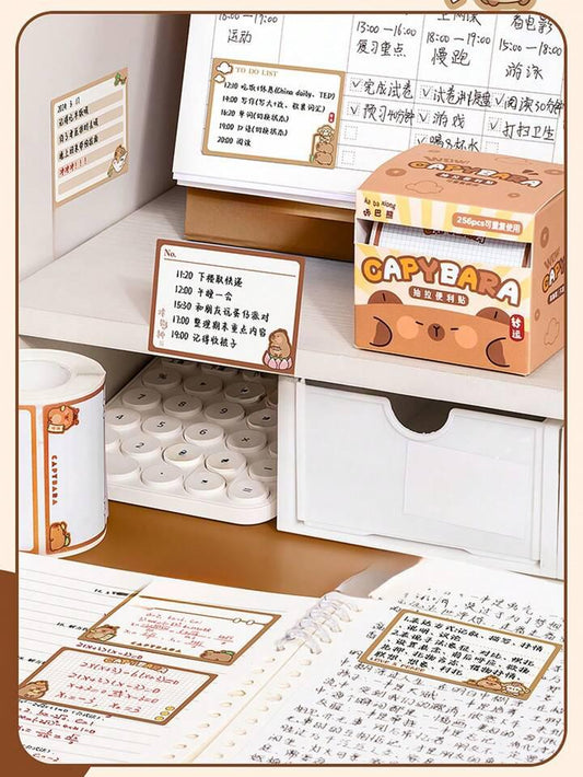 SN-06-256 Capybara | Sticky Notes | 256 pcs Kawaii Sticker Roll Brown