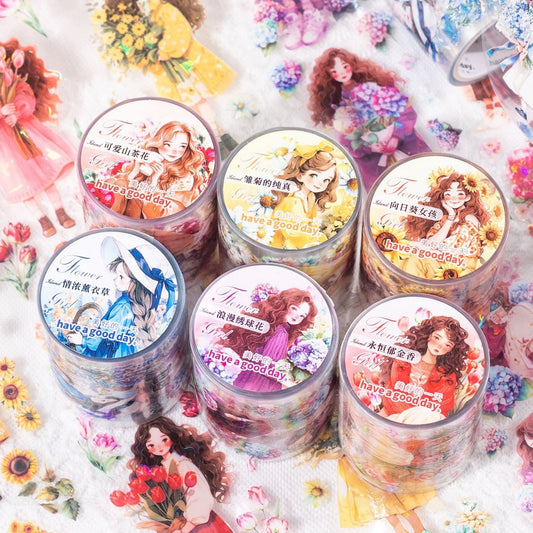 Hdsn004 PET Sticker Roll | Foiled Floral Sticker Collection | Girls Sticker 50mmx2m