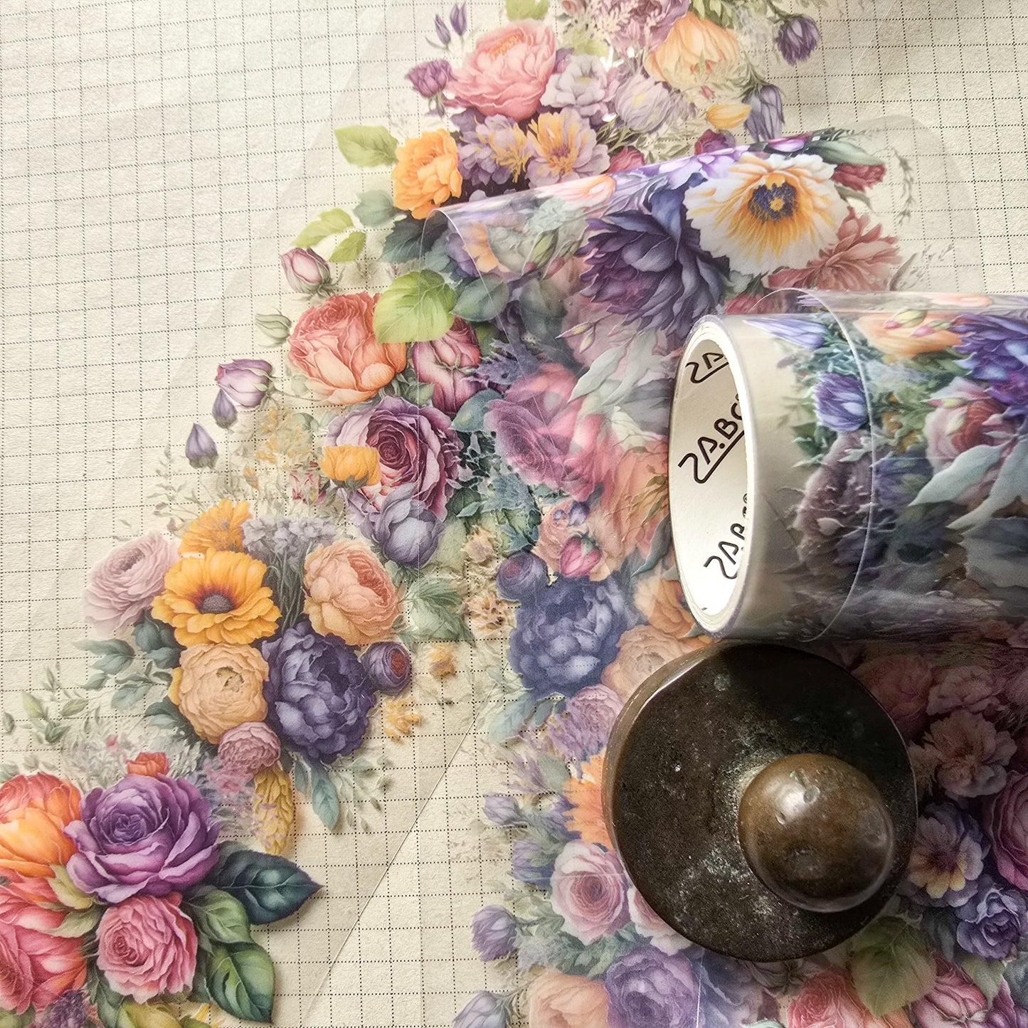 HHLN101 -C Flower Pet sticker Roll | Floral Journal Sticker Retro Pet sticker
