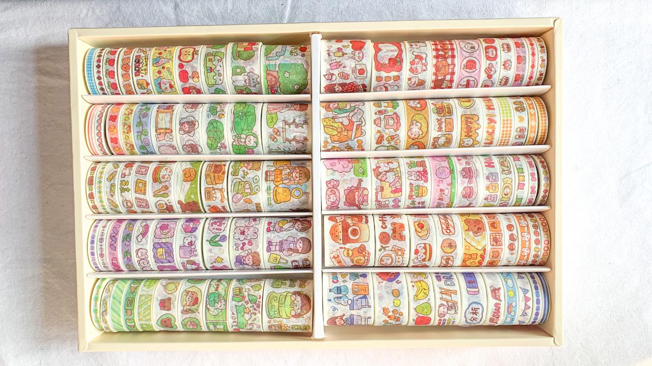 KBX2046-#1 - 100 Pcs Kawaii Washi Tape Rolls Set