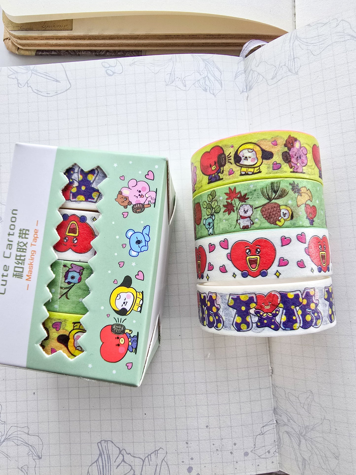 #7 - Washi Tape Set of 4 Washi tapes | Japanese Washi Paper | 2 Meter each