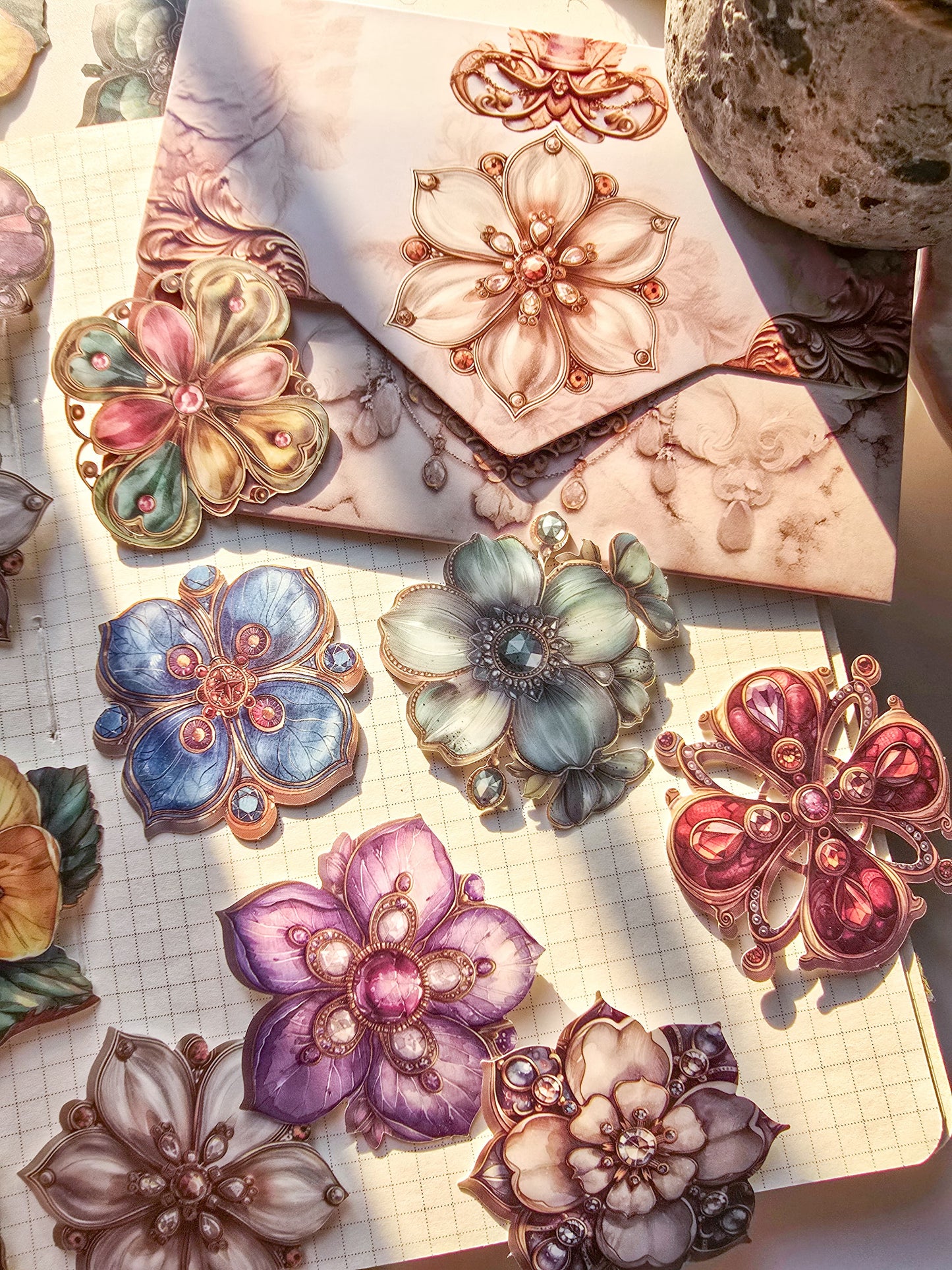 MG024-0964-Yan Ji stickers colorful glaze series butterfly gem small objects handbook decoration material 20 pieces 6 types|Gemestone Flower