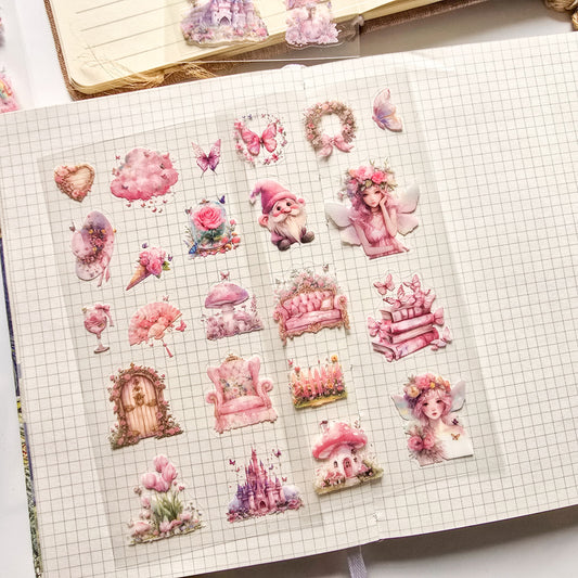 XYHM401 - sticker pack Star Language Flower Dream series retro cut film handbook pet material stickers 6 pieces into 4 types