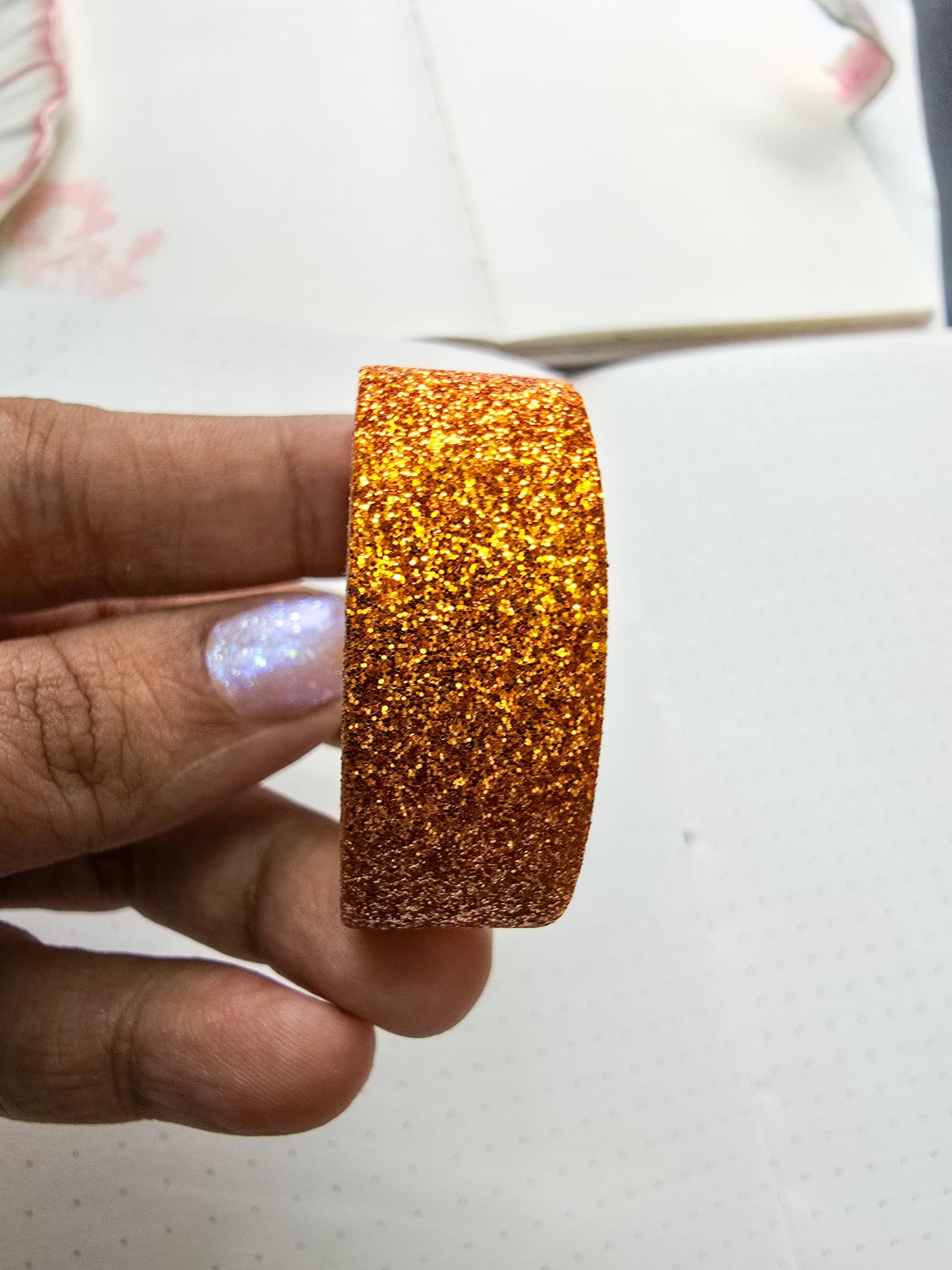 D- 1Pcs Glitter Solo Washi Tape Orange