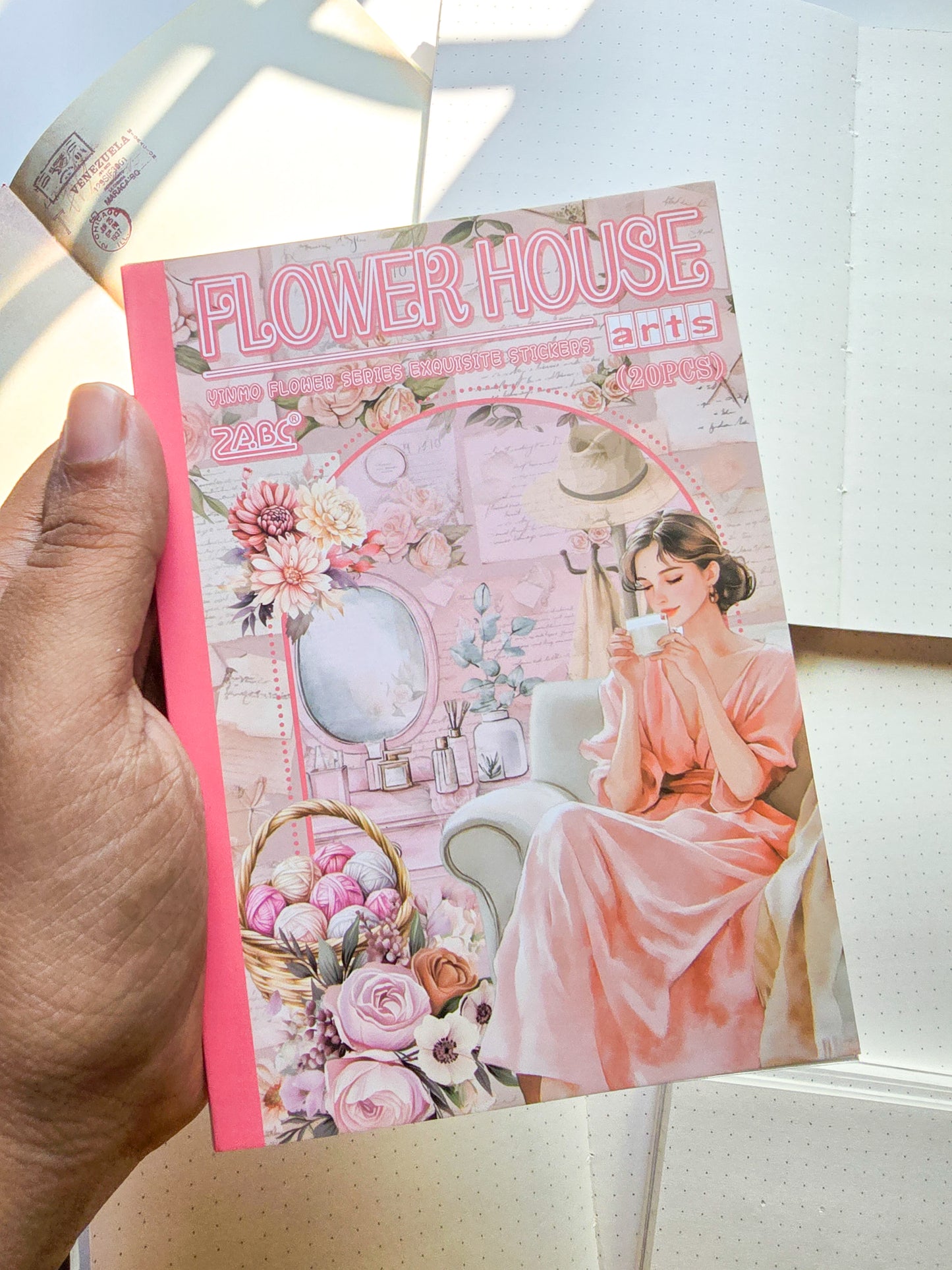 YMHM-402 FLOWER HOUSE|Home Girl Pink Theme Pre-cut Sticker Book| Flower Vine Series| Vintage Character| Floral Landscape Material Collage Sticker Book|105*148mm 20 Pcs