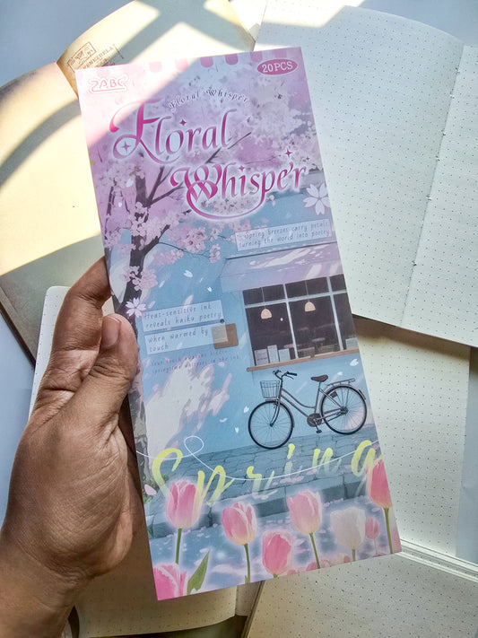 SJZS-401 Floral Whisper| Spring Pink Theme| Scenery Nature Theme Sticker Book| Transparent & Translucent Sticker Book|115*250mm 20 Pcs