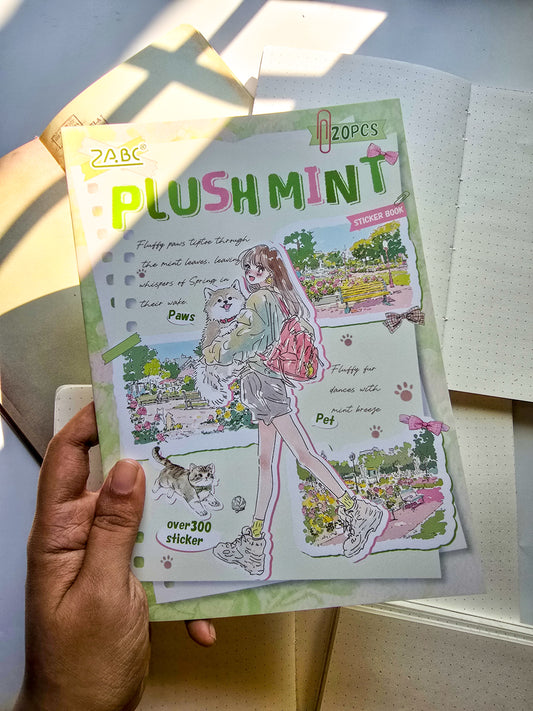 QYSHL-401 PLUSH MINT| Lifestyle Girl Pet Sticker Book| Comfortable Life Dairy Green Theme|167*235mm 20 Pcs