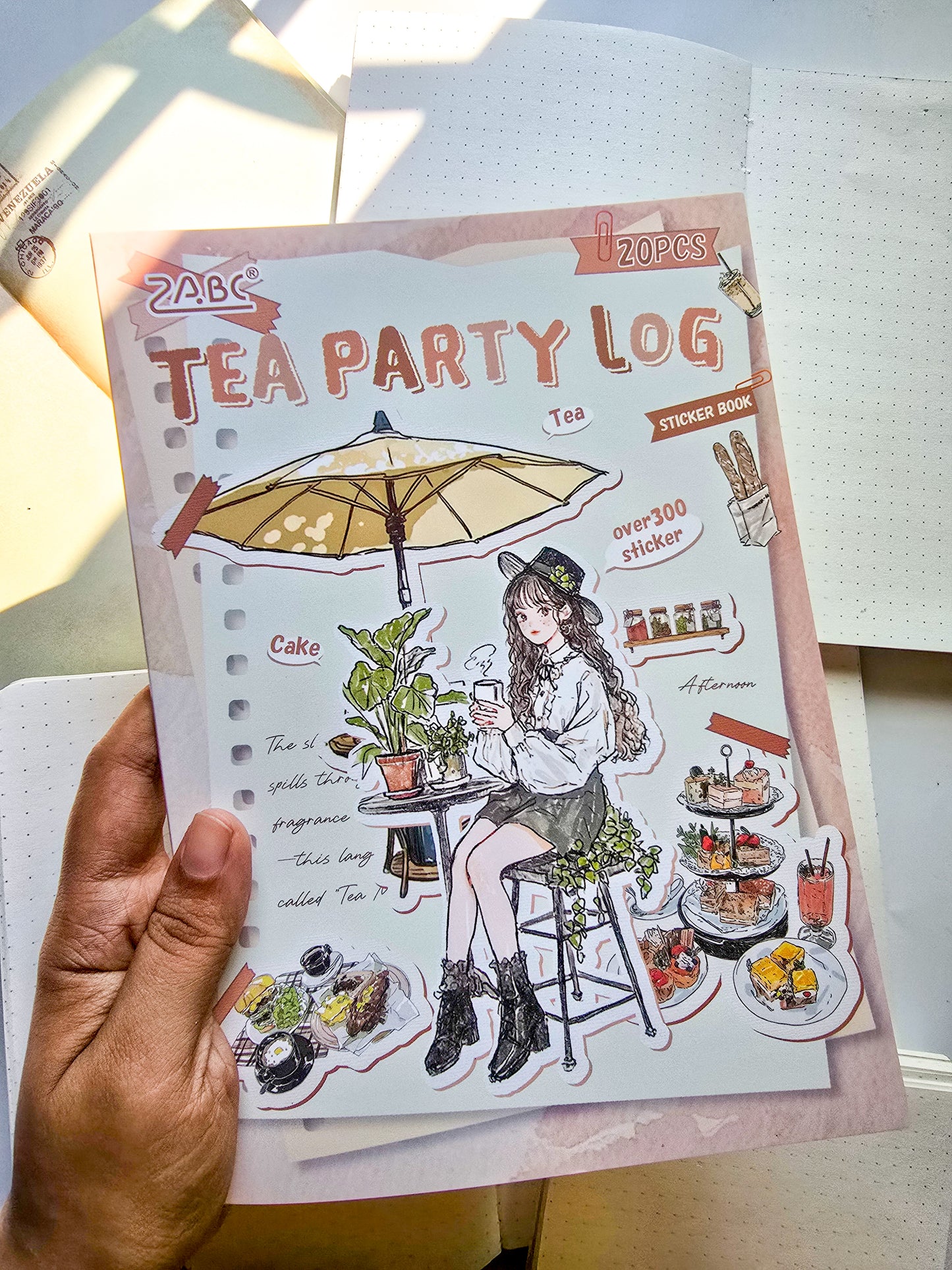 QYSHL-403 TEA PARTY LOG| Lifestyle Girl Pet Sticker Book| Comfortable Life Dairy Brown Theme|167*235mm 20 Pcs