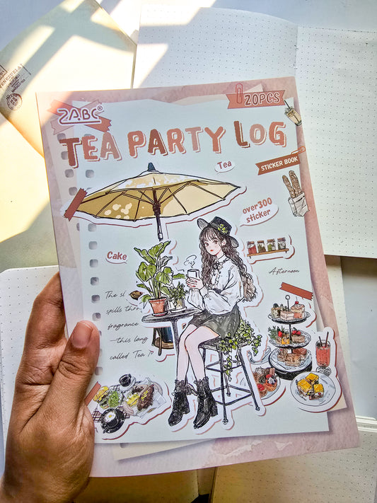 QYSHL-403 TEA PARTY LOG| Lifestyle Girl Pet Sticker Book| Comfortable Life Dairy Brown Theme|167*235mm 20 Pcs