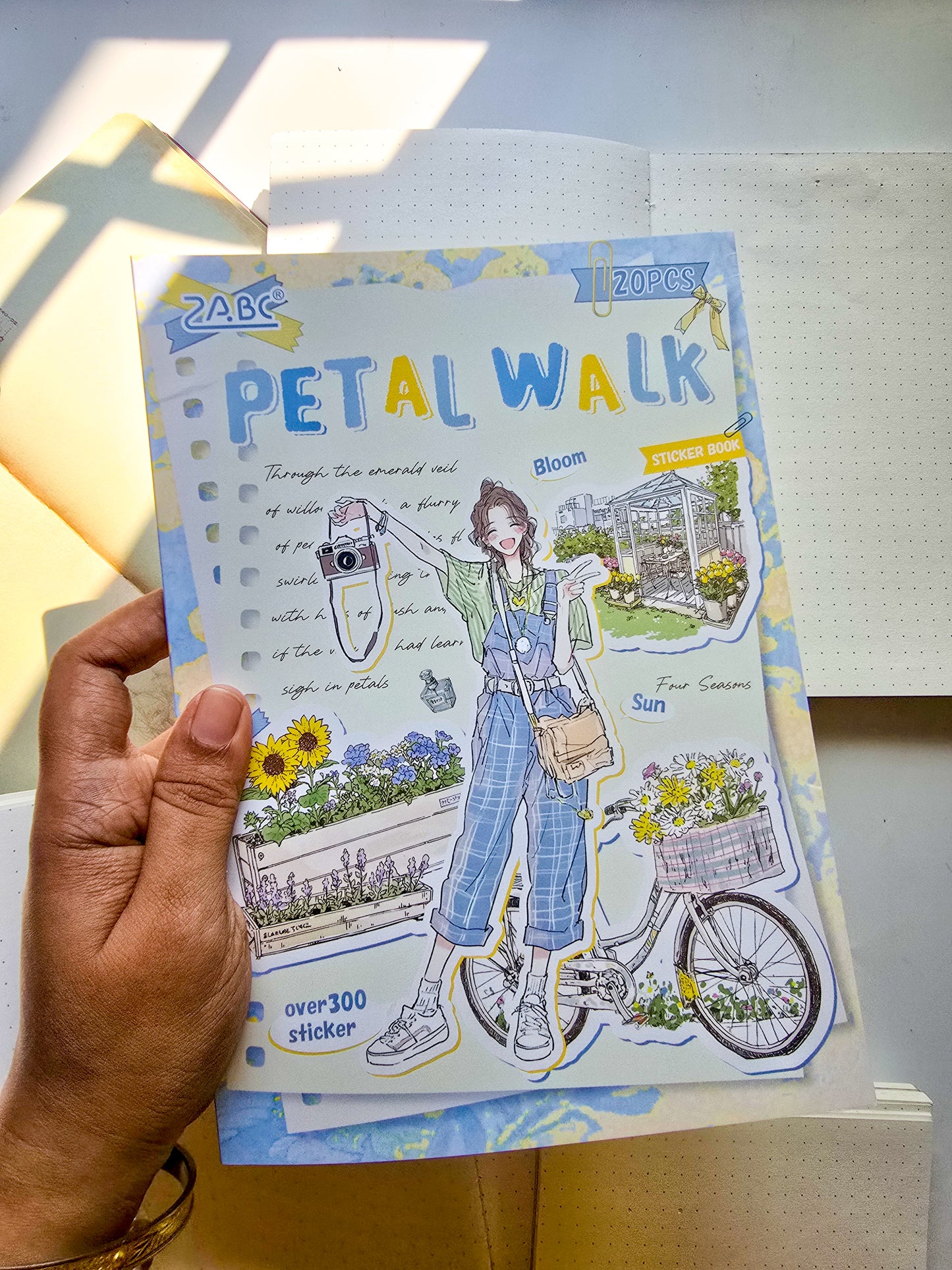 QYSHL-402 PETAL WALK| Lifestyle Girl Pet Sticker Book| Comfortable Life Dairy Blue Theme|167*235mm 20 Pcs