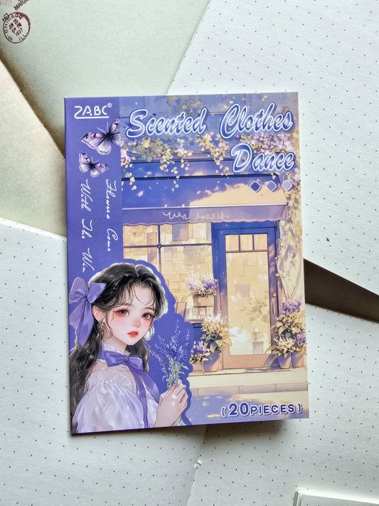 HXFL-403 Scented Clothes Dance| Home Girl Purple Theme Pre-cut Sticker Book| Character Daily Sticker Book|105*148mm 20 Pcs