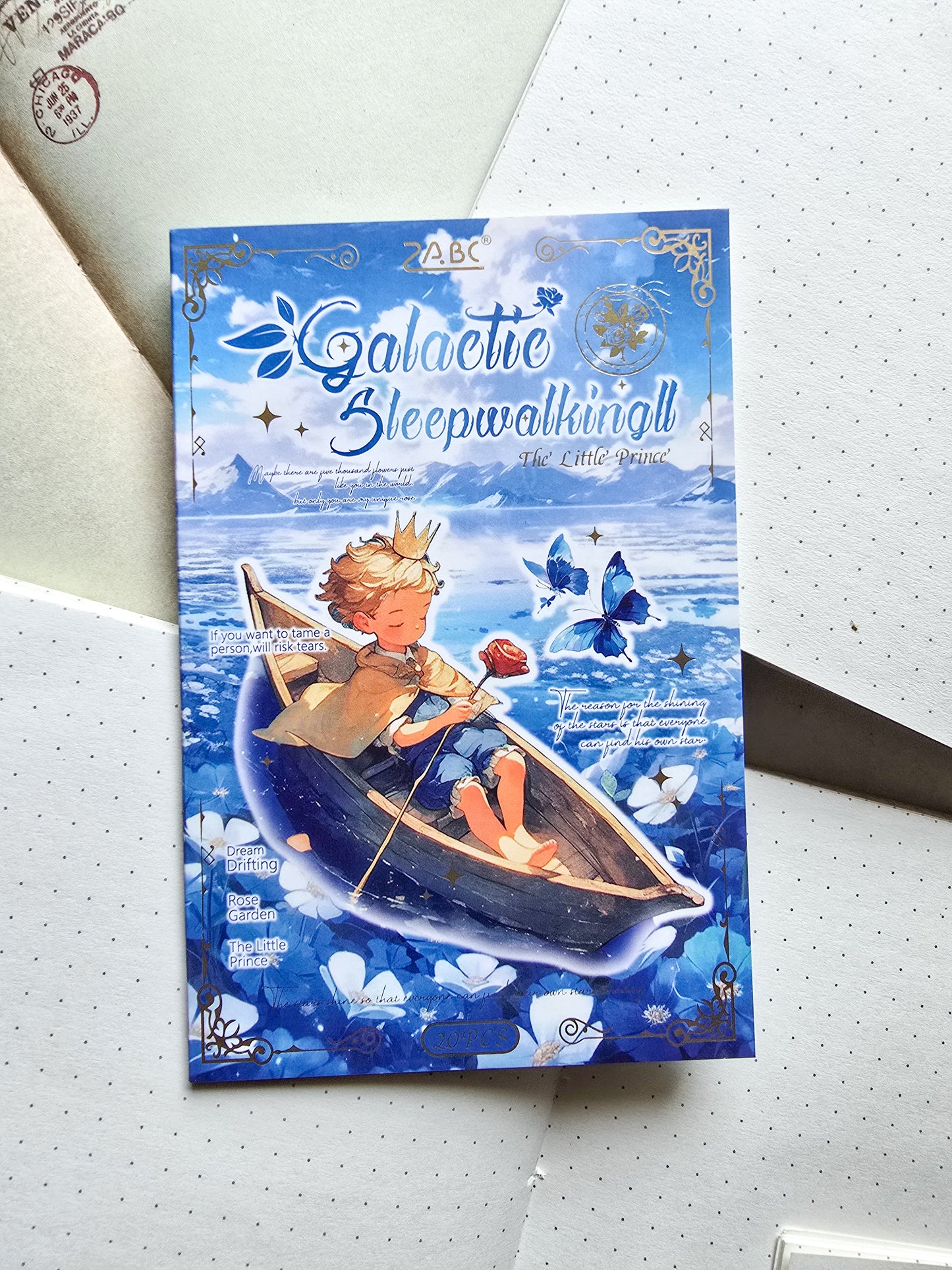 XYYH-404 Galactic Sleepwalkingll | Fairy Tale Character Sticker Book| Little Prince Pet & Washi Sticker| 150*100mm 20Pcs|Blue Theme