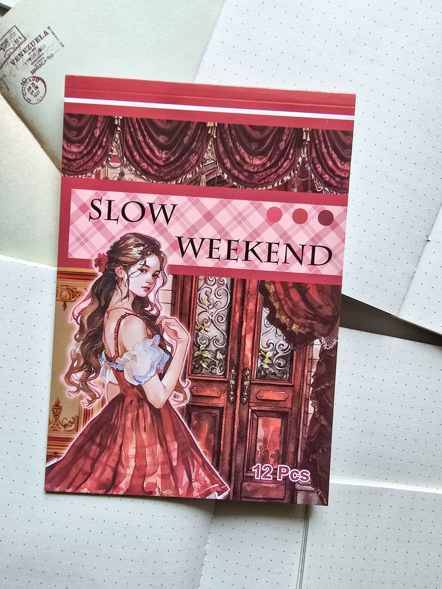 WX-TP #2 Slow Weekend Paper Sticker Book |Red Series| Pre-cut Journal Sticker Book