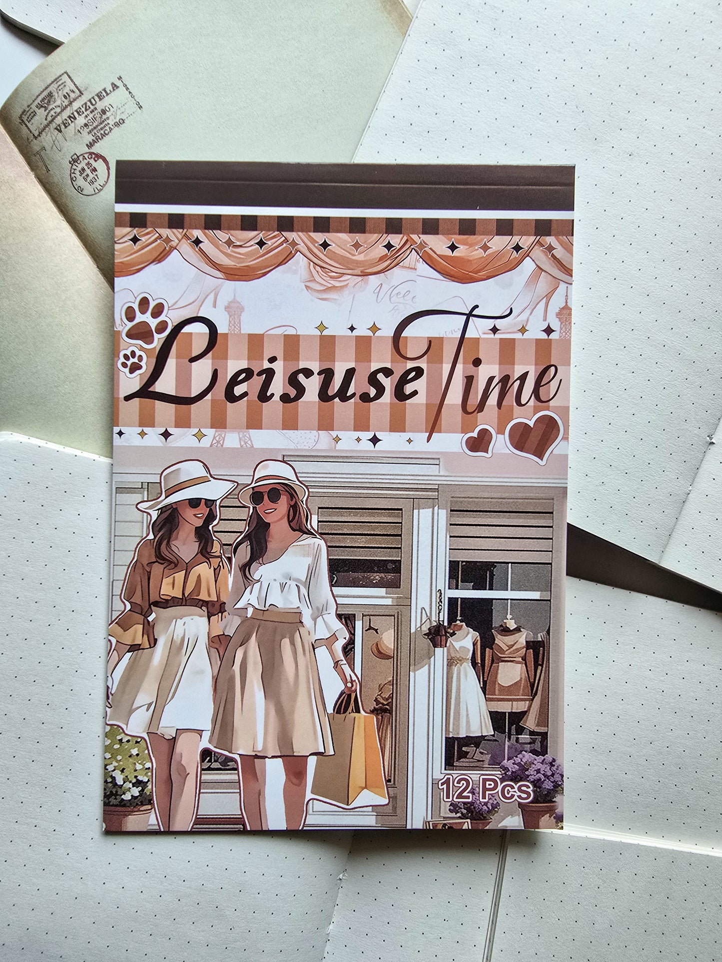 WX-TP #5 Leisuse Time Paper Sticker Book |Deep Brown Series| Pre-cut Journal Sticker Book