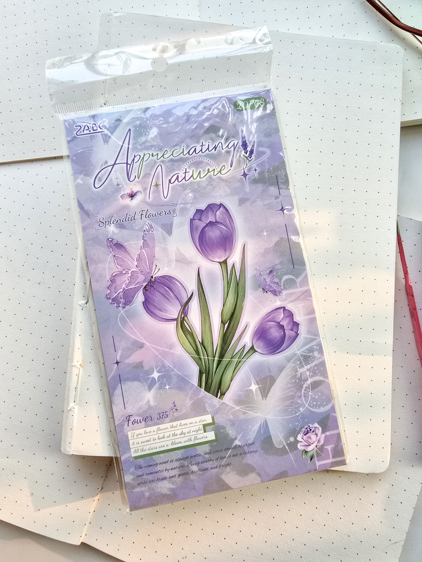 JSZR-402 Splendid Flowers|Transparent Pet Sticker| Floral & Leaf Sticker|180*100mm 20Pcs|Purple Theme