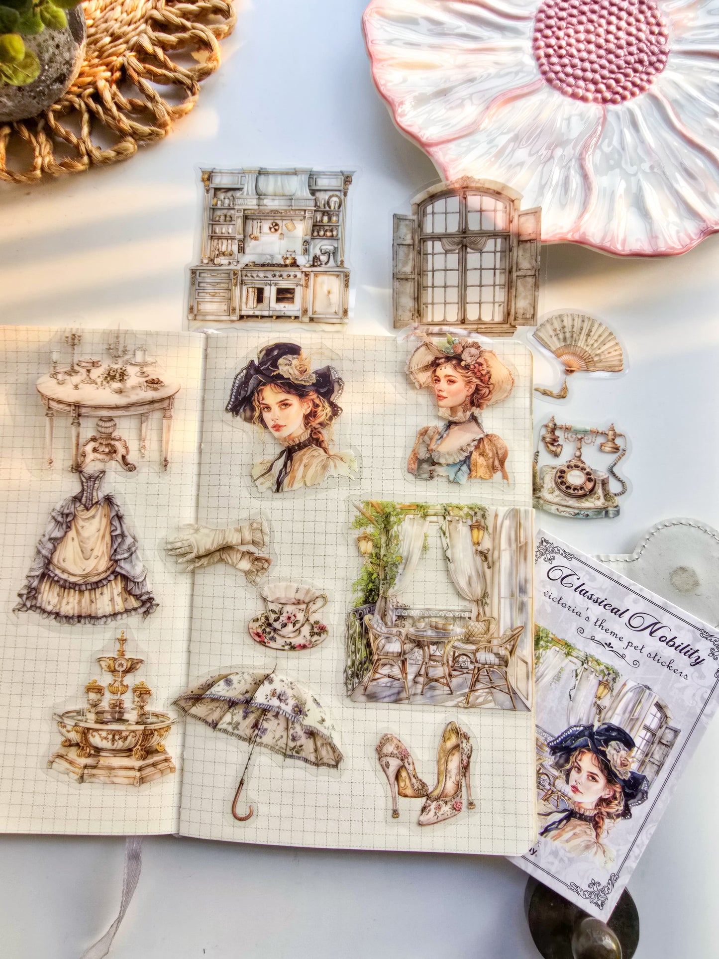 MHD-GDGZ002-Nice day PET stickers classical aristocratic series Victorian collage notebook material 15 sheets 6 types