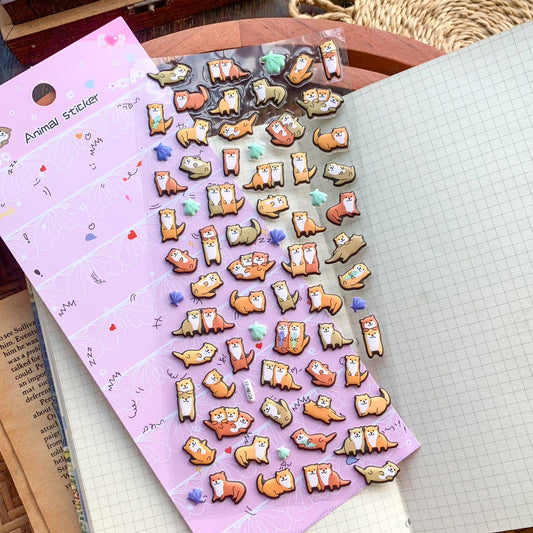 YTHB124 - 3D Puffy Decorative Stickers Otters| 1 sheet | Animal Stickers