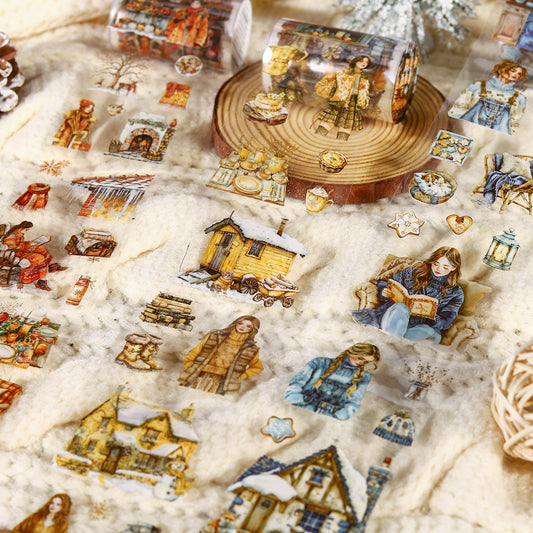 MHD-DRWN004-Winter Theme Transparent PET Sticker Roll | 60 mm | 2mtr