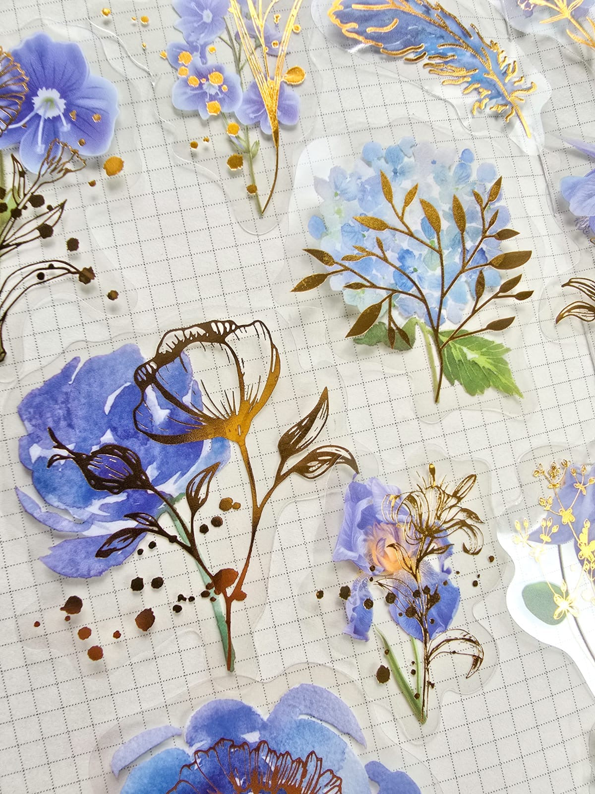 Mmk06e387 Pet Sticker Foiled sticker Flower series | mocard 30 pcs | Blue