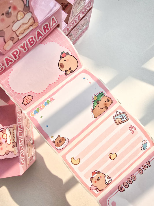 CM2757#2 1 pc Kawaii Sticker Roll Brown | 48 pcs Stickers | Paper Stickers | CAPYBARA