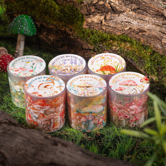 MHD-YJHD005-Mushroom Theme Transparent PET Sticker Roll | 40 mm | 2mtr