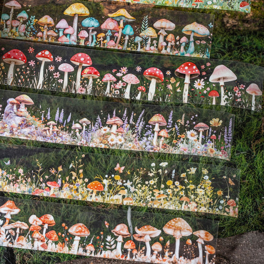 MHD-YJHD003-Mushroom Theme Transparent PET Sticker Roll | 40 mm | 2mtr