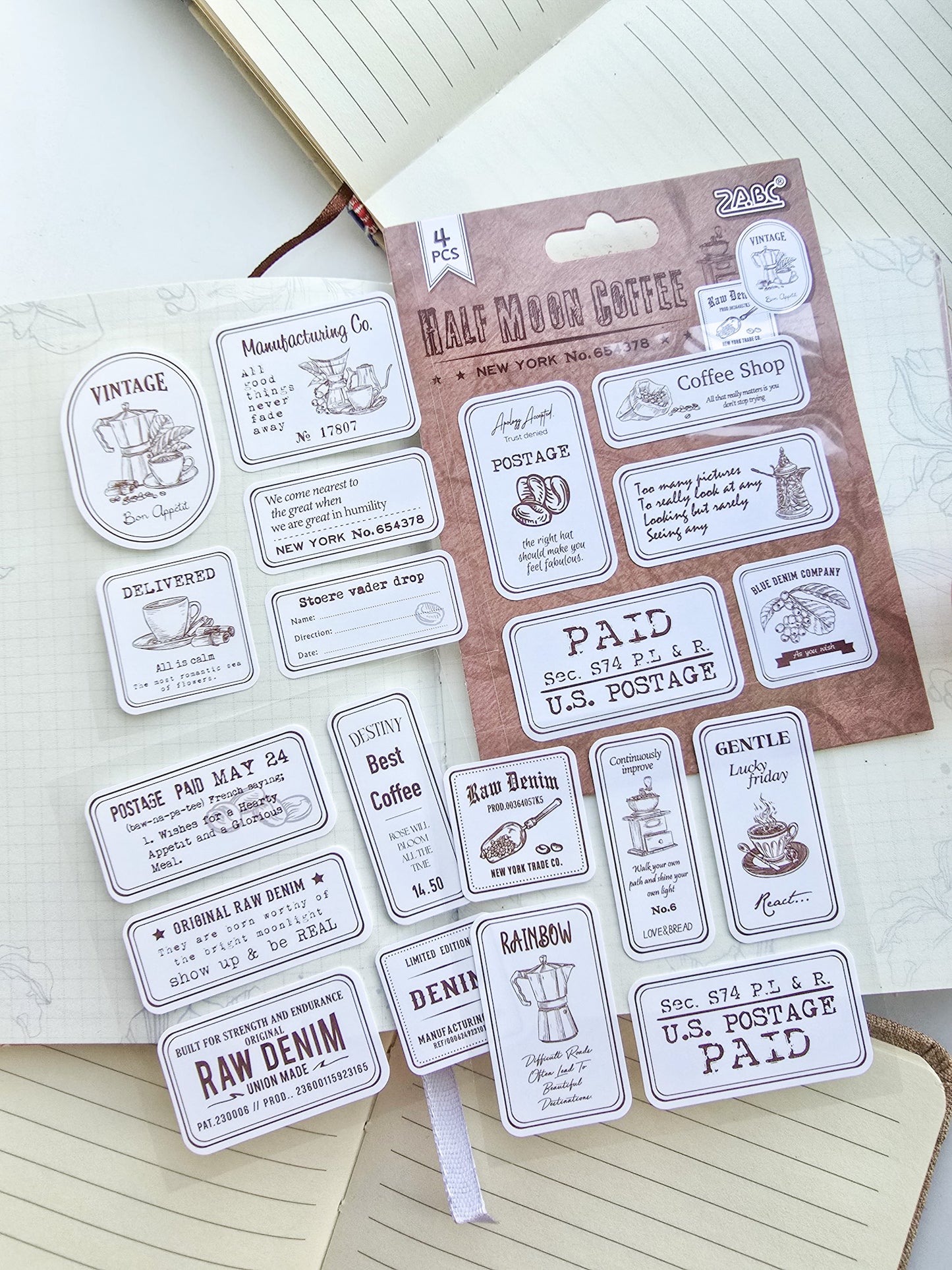 Cxyd602 Paper Sticker Sheets | Half Moon Coffee | 4 Sheets