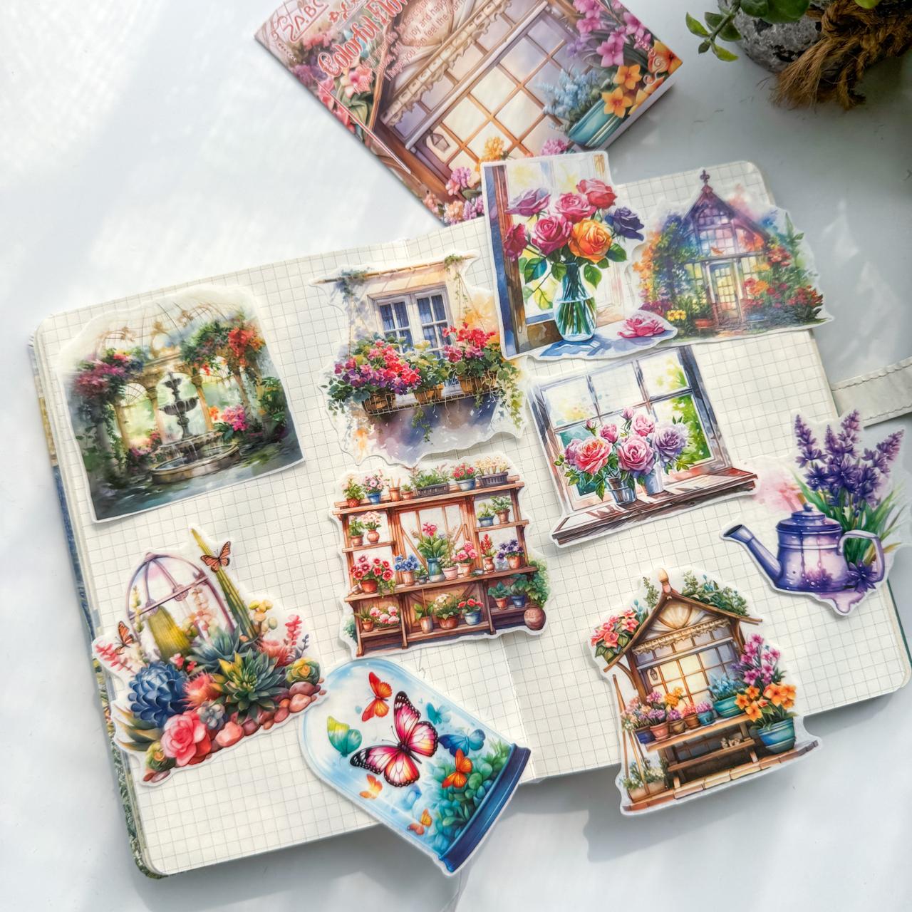 SZHJ606 - sticker pack Flower Path series of creative retro garden landscaping hand account material stickers 10