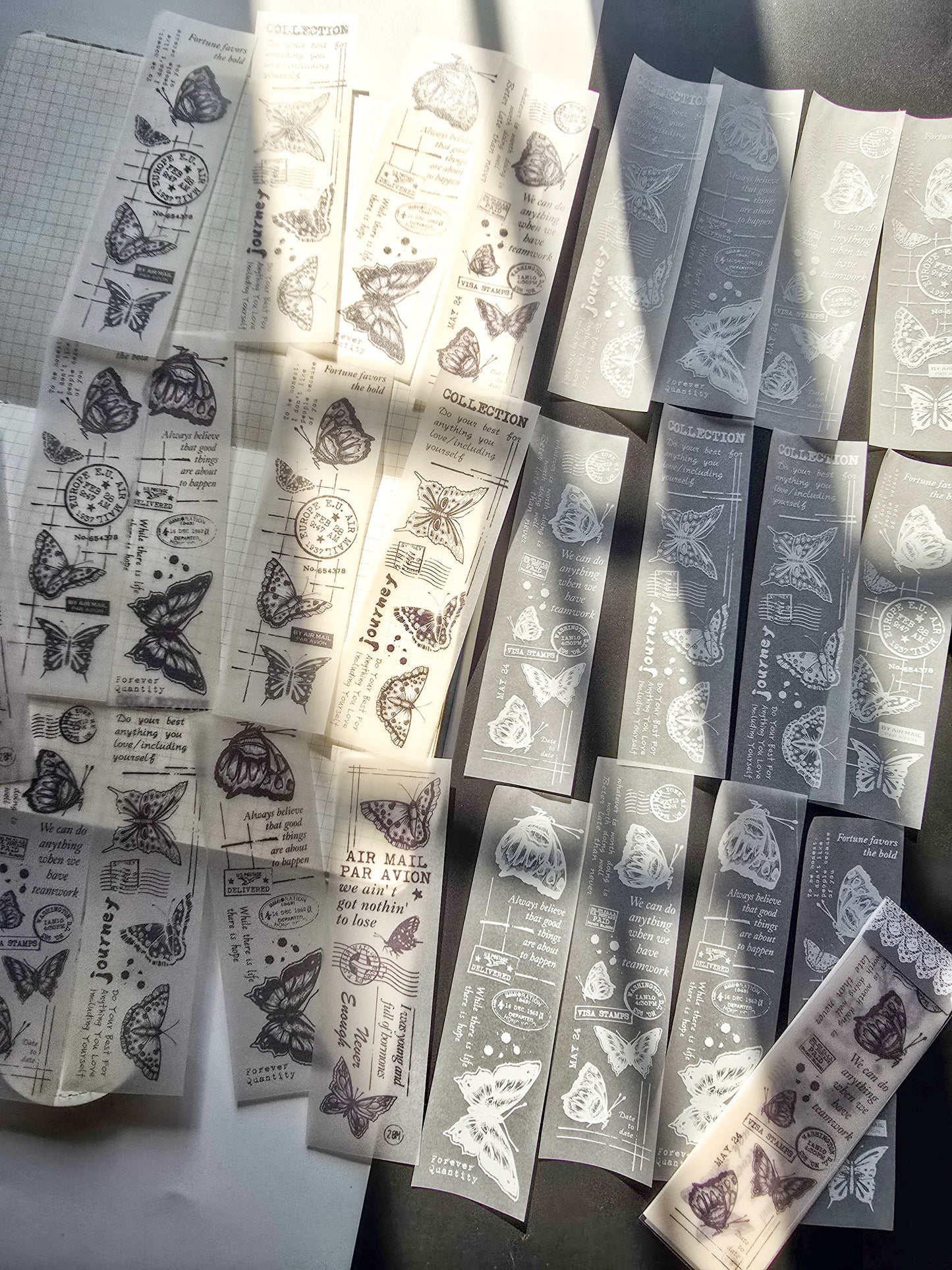 NNHY804 - sticker this murmur flower series creative retro sulphuric acid paper white ink hand account material 30 sheets into