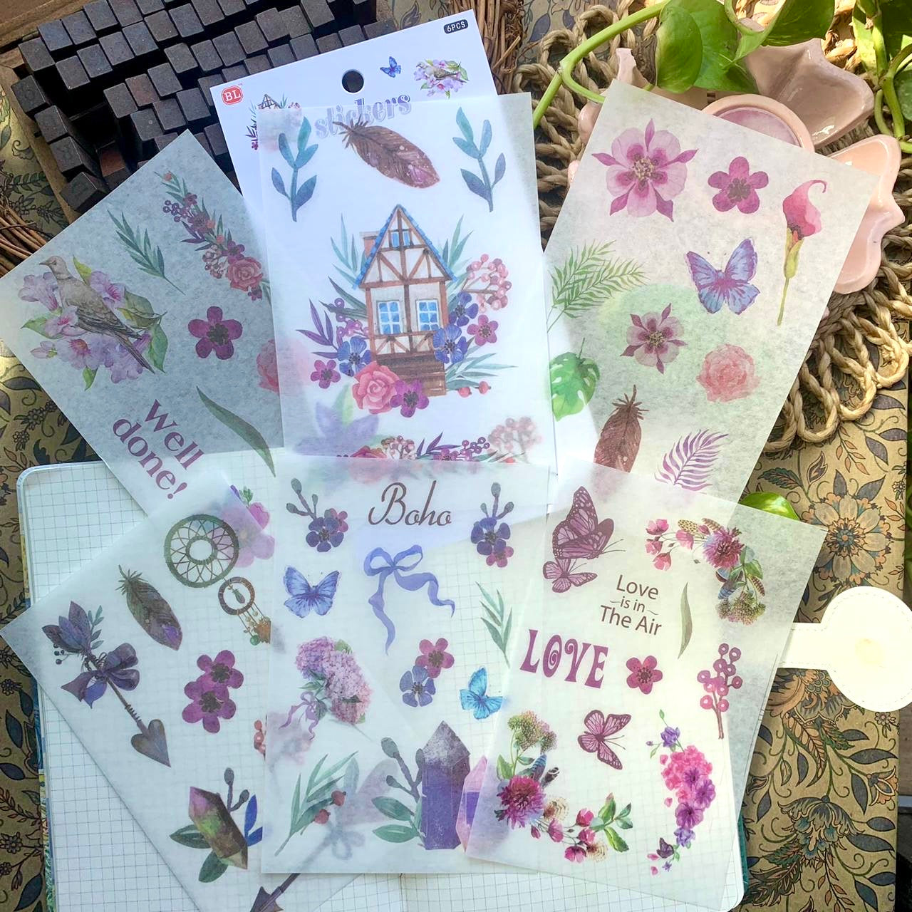 BL-119 Deco sticker translucent Deco Sticker set of 6