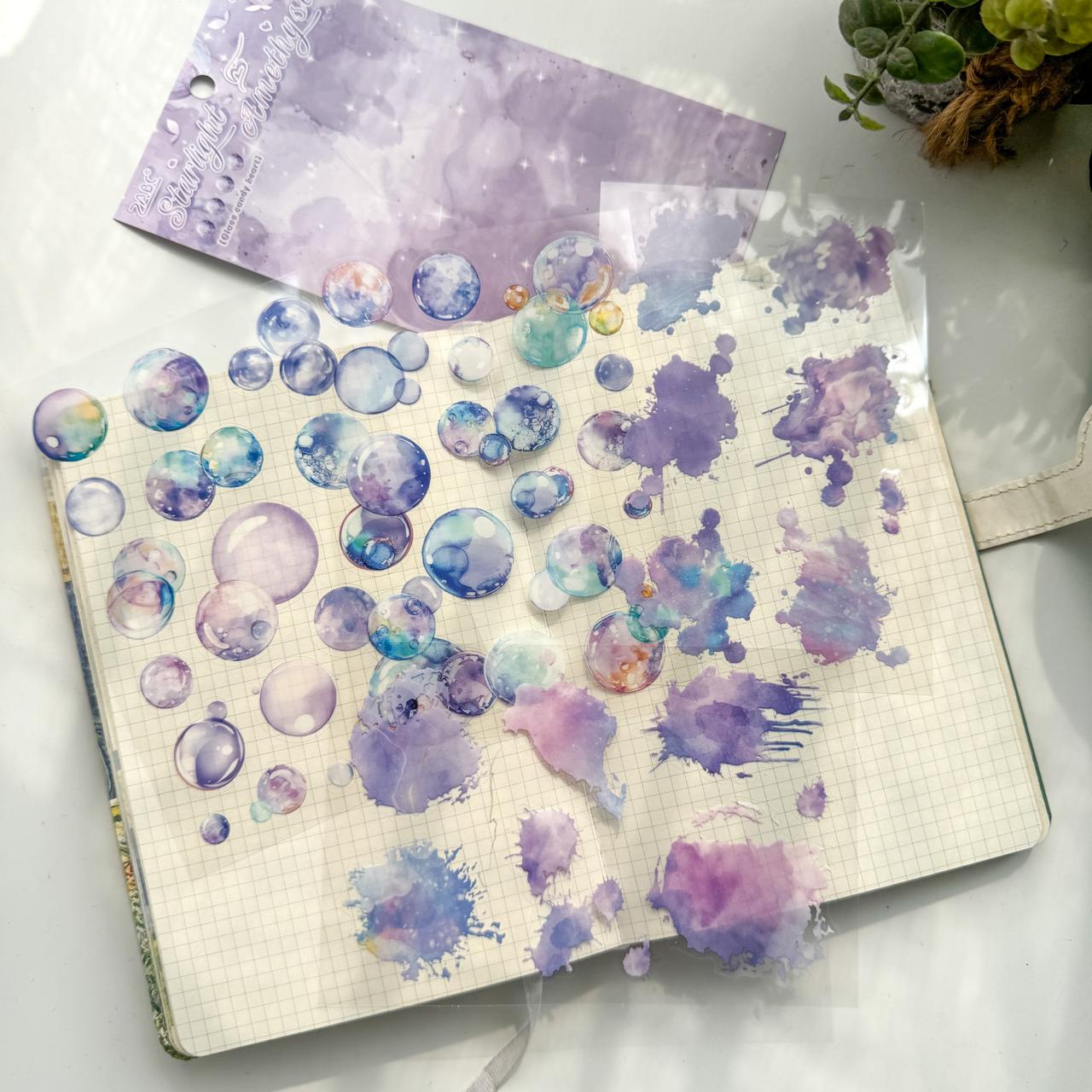 LLTX603 - pet stickers glass sugar heart series creative cut film stickers handbook material stickers 4 pieces
