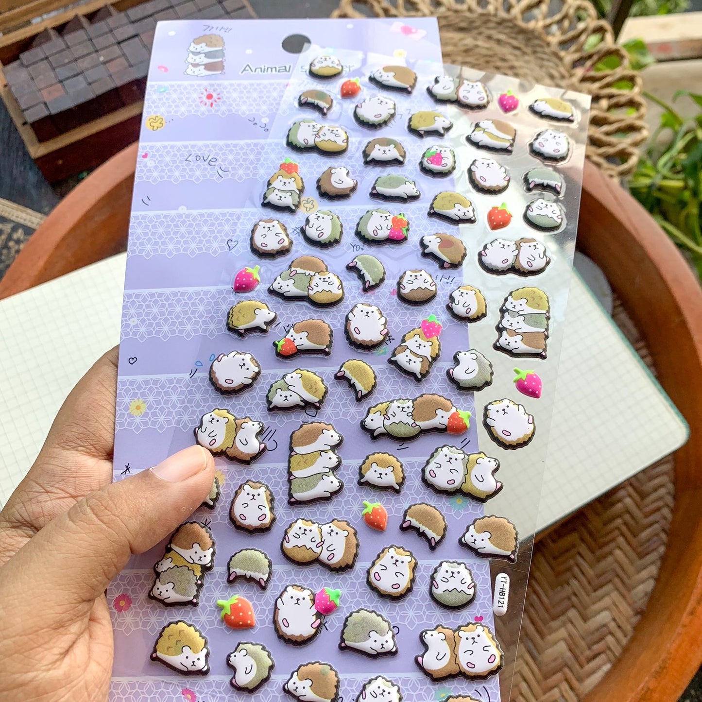YTHB121 - 3D Puffy Decorative Stickers Hedgehog| 1 sheet | Animal Stickers