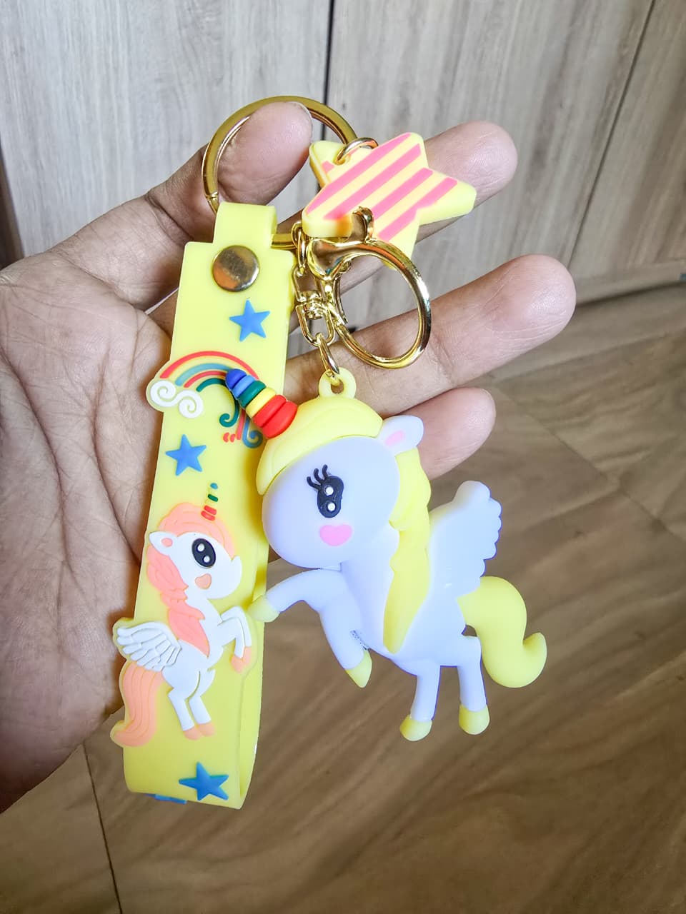 Unicorn Key Chain| Cartoon Fairytale Rainbow Horse Key Chain| Yellow