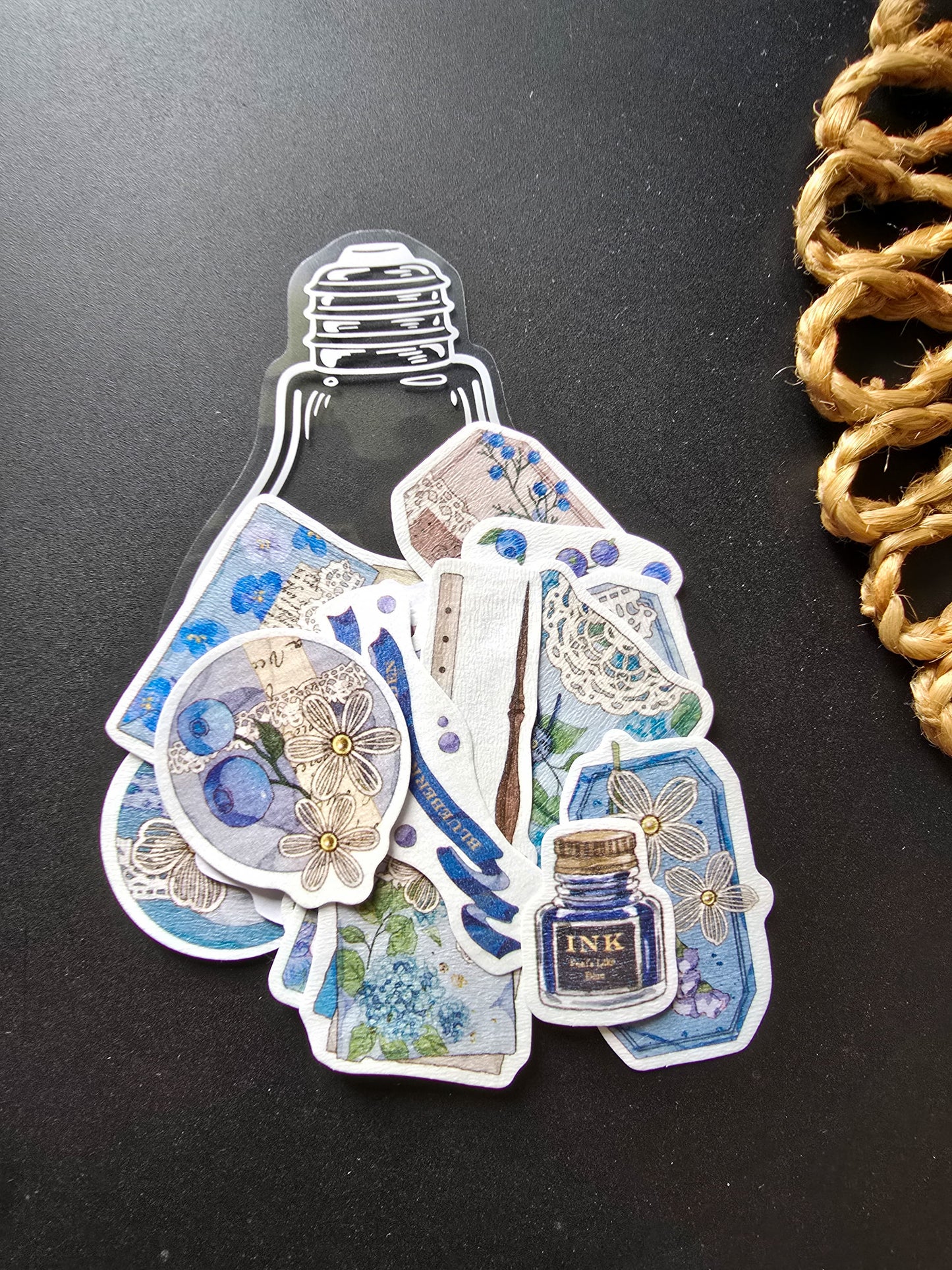 TZB-3202 Vintage Paper Sticker With Jar 20 pcs