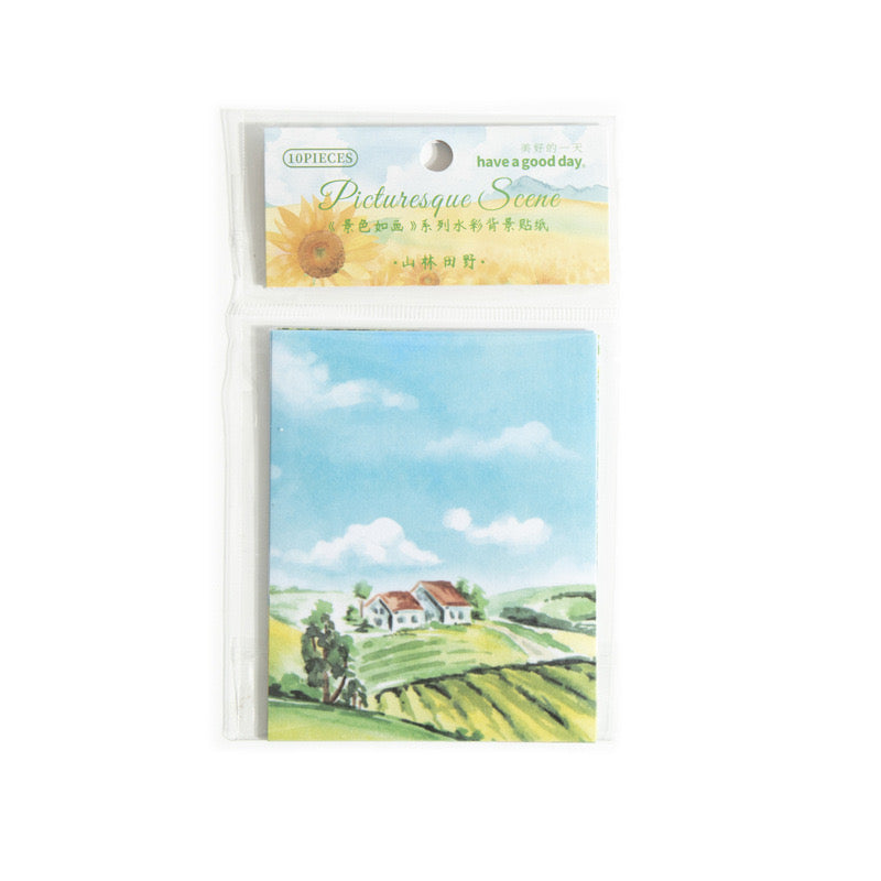 MHD-JSRH001-Scenery Theme Transparent Stickers | 80x100mm | 5 Designs 2 Each | 10 Stickers Total