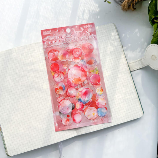 LLTX604 - pet stickers glass sugar heart series creative cut film stickers handbook material stickers 4 pieces