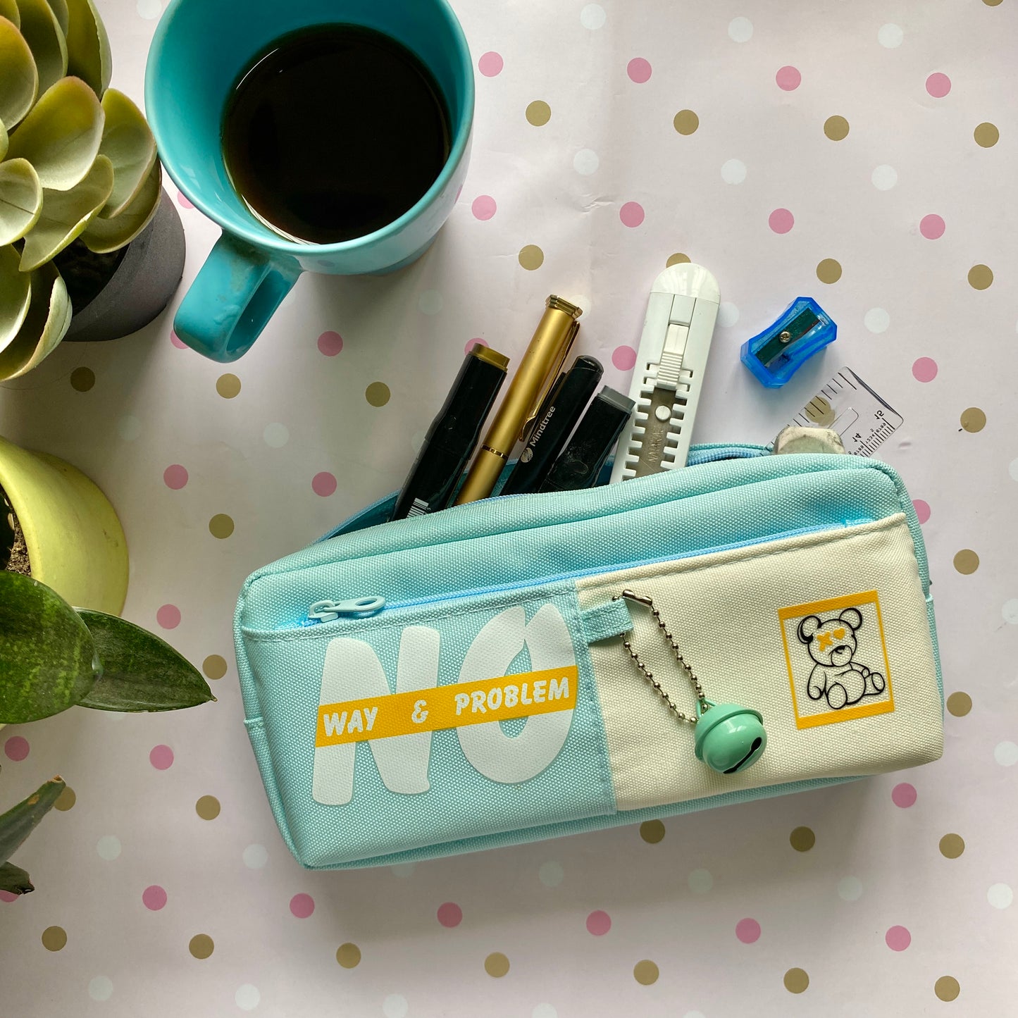 Pencil bag sea green | size- 21x9.5x6 cm