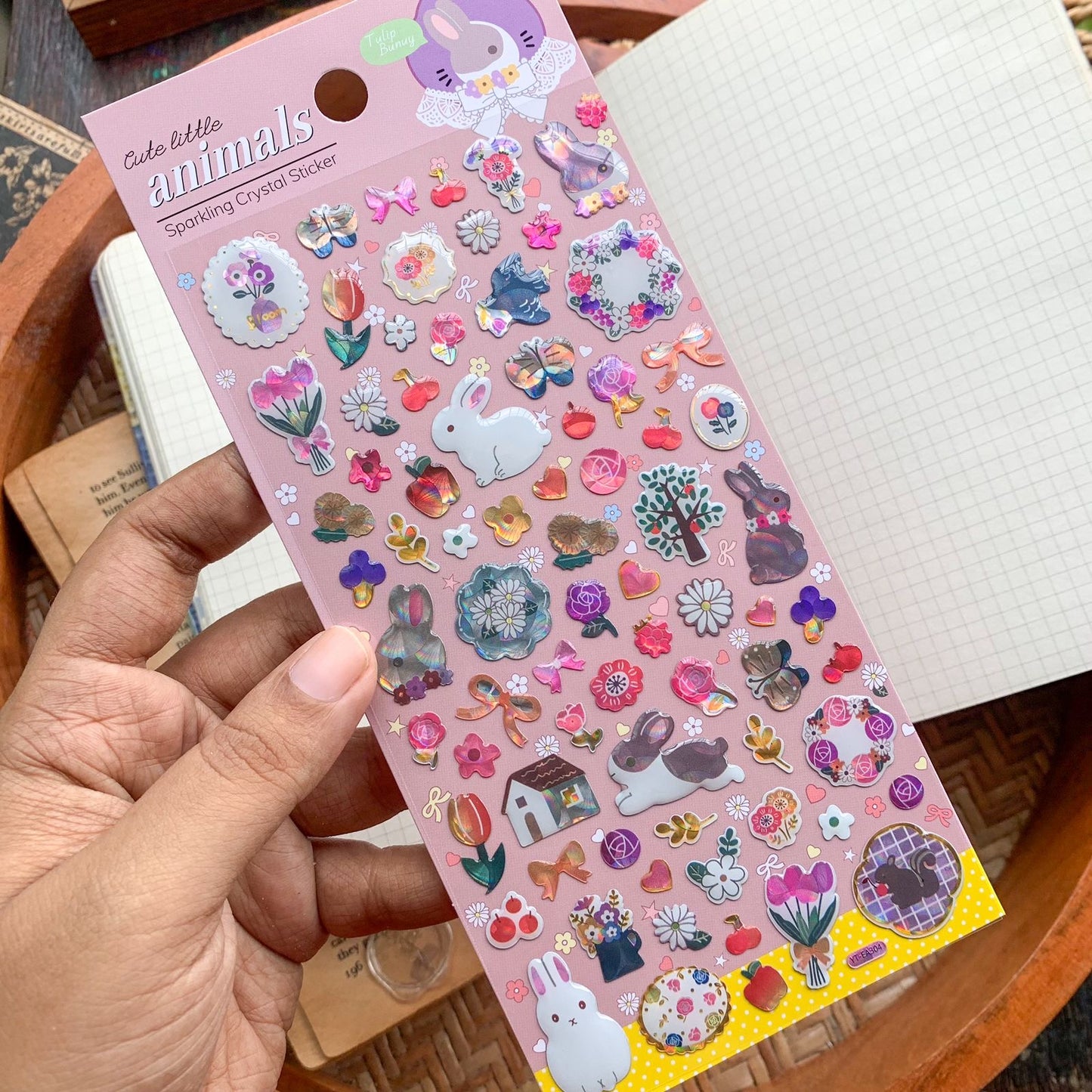 YTEA304 - Kawaii Deco Sticker | 3D Decorative Stickers Bunny and Letter | 1 sheet | Lunar