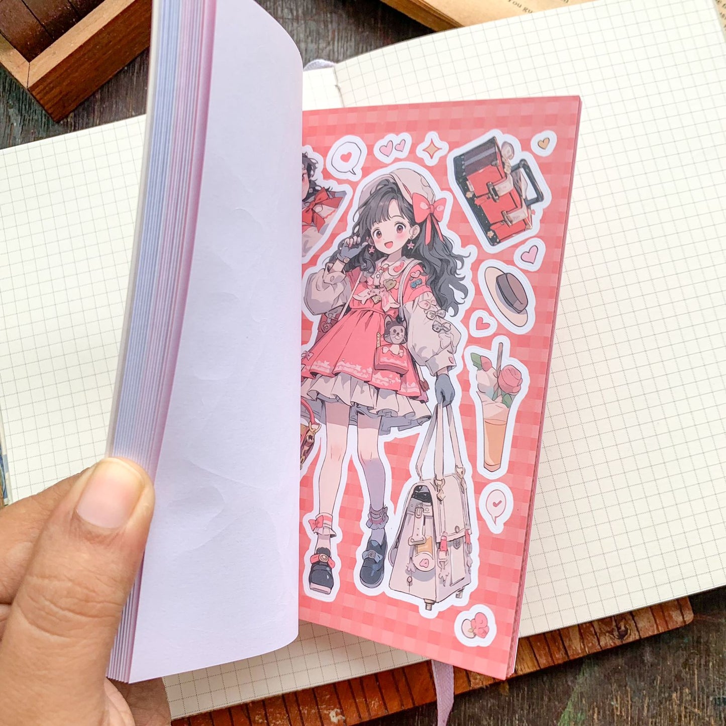 KQ1825 - Girl Deco Sticker Book | Sticker Book Kawaii Sweet and Gentle Lolita Girls Multi-colour 20 Sheets | 105x148 mm