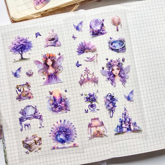 XYHM403 - sticker pack Star Language Flower Dream series retro cut film handbook pet material stickers 6 pieces into 4 types