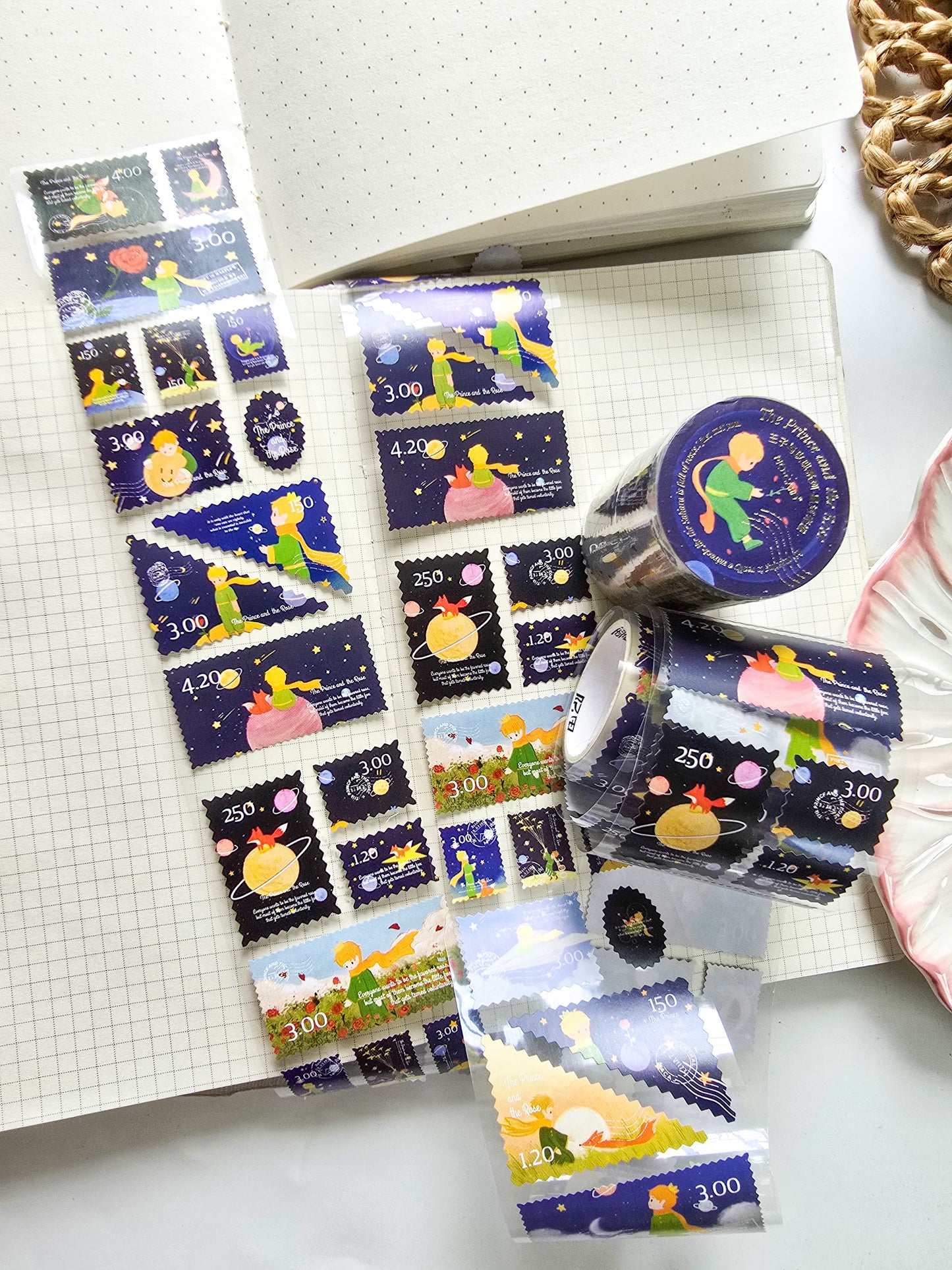 Mmk03g028 The price And the Rose | Stamp Sticker Roll 2M| Deep blue